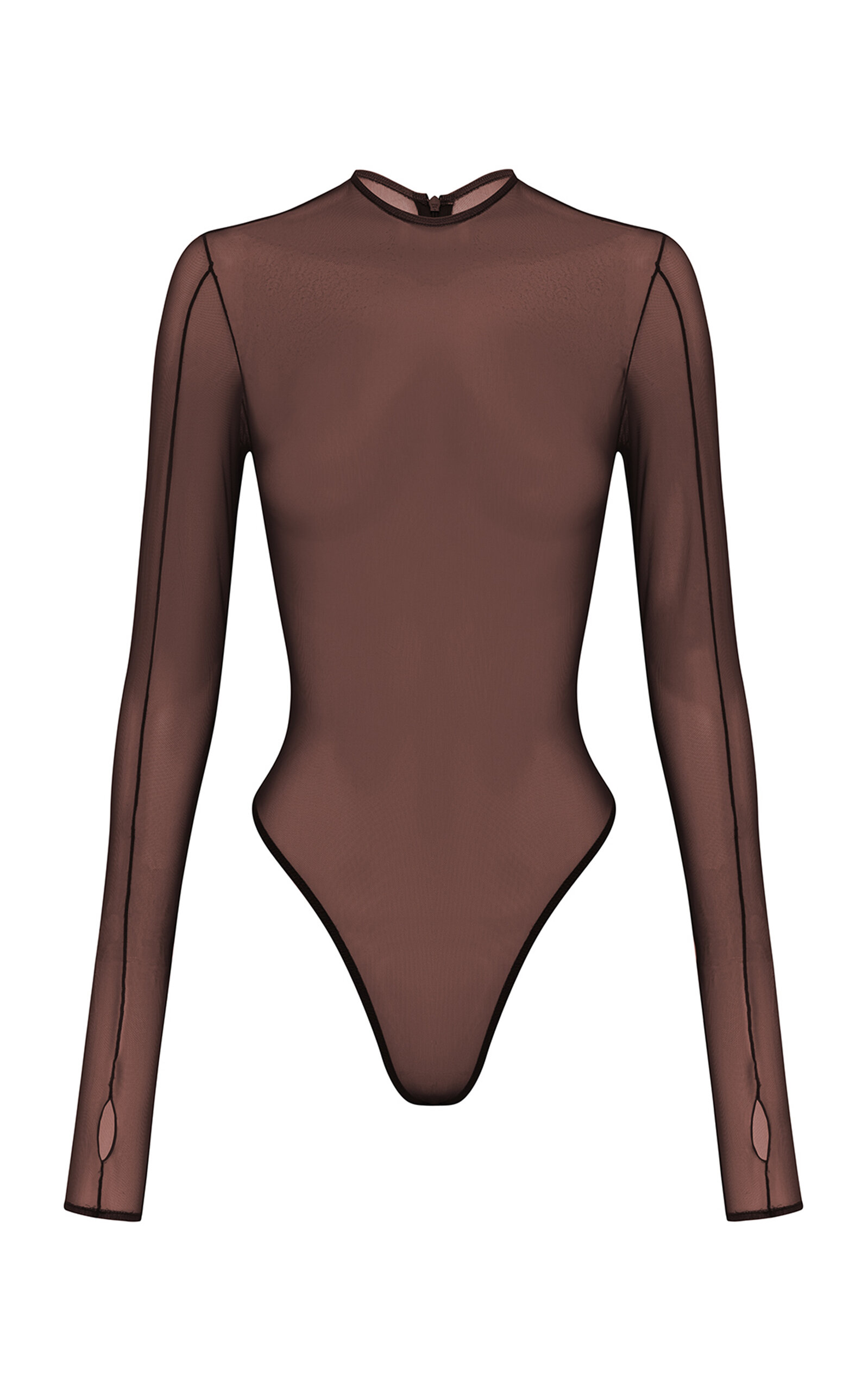 Shop Alex Perry Sheer Mesh Bodysuit In Brown