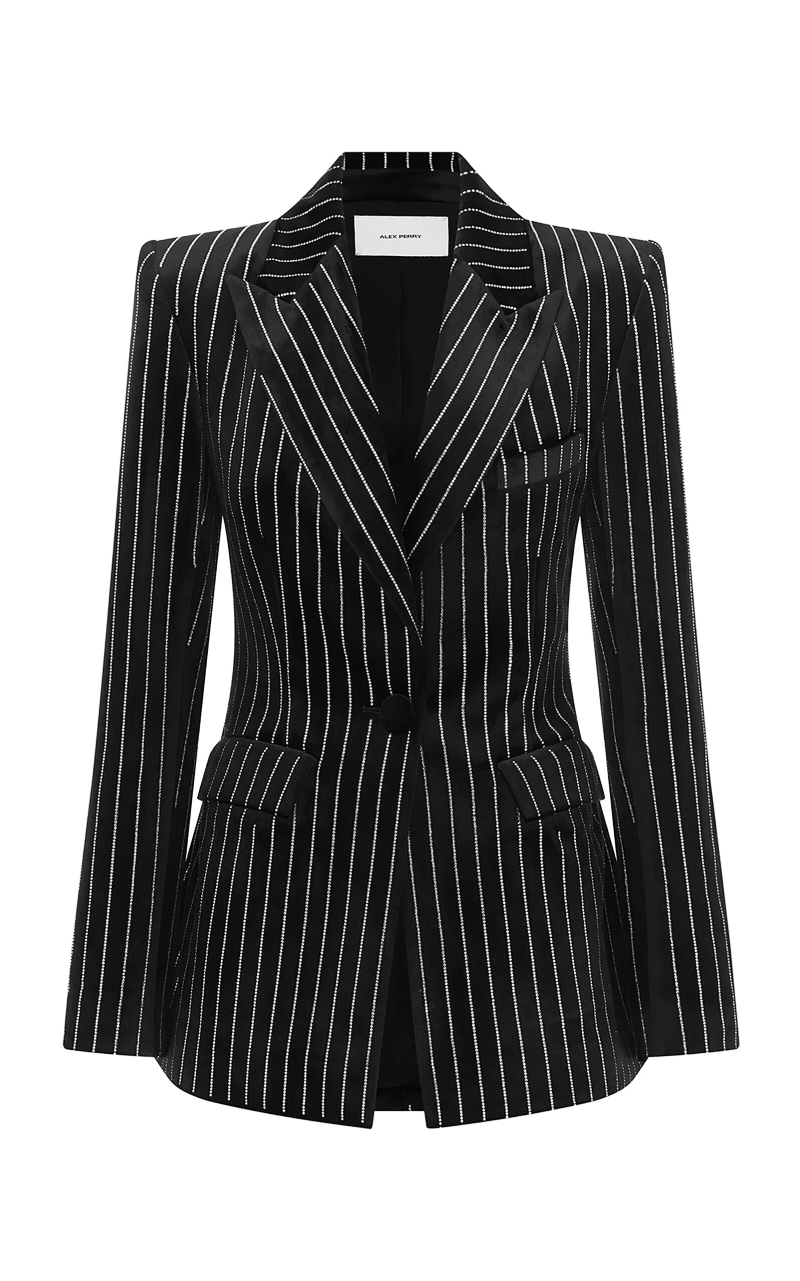 Alex Perry Crystal-embellished Velvet Blazer In Black