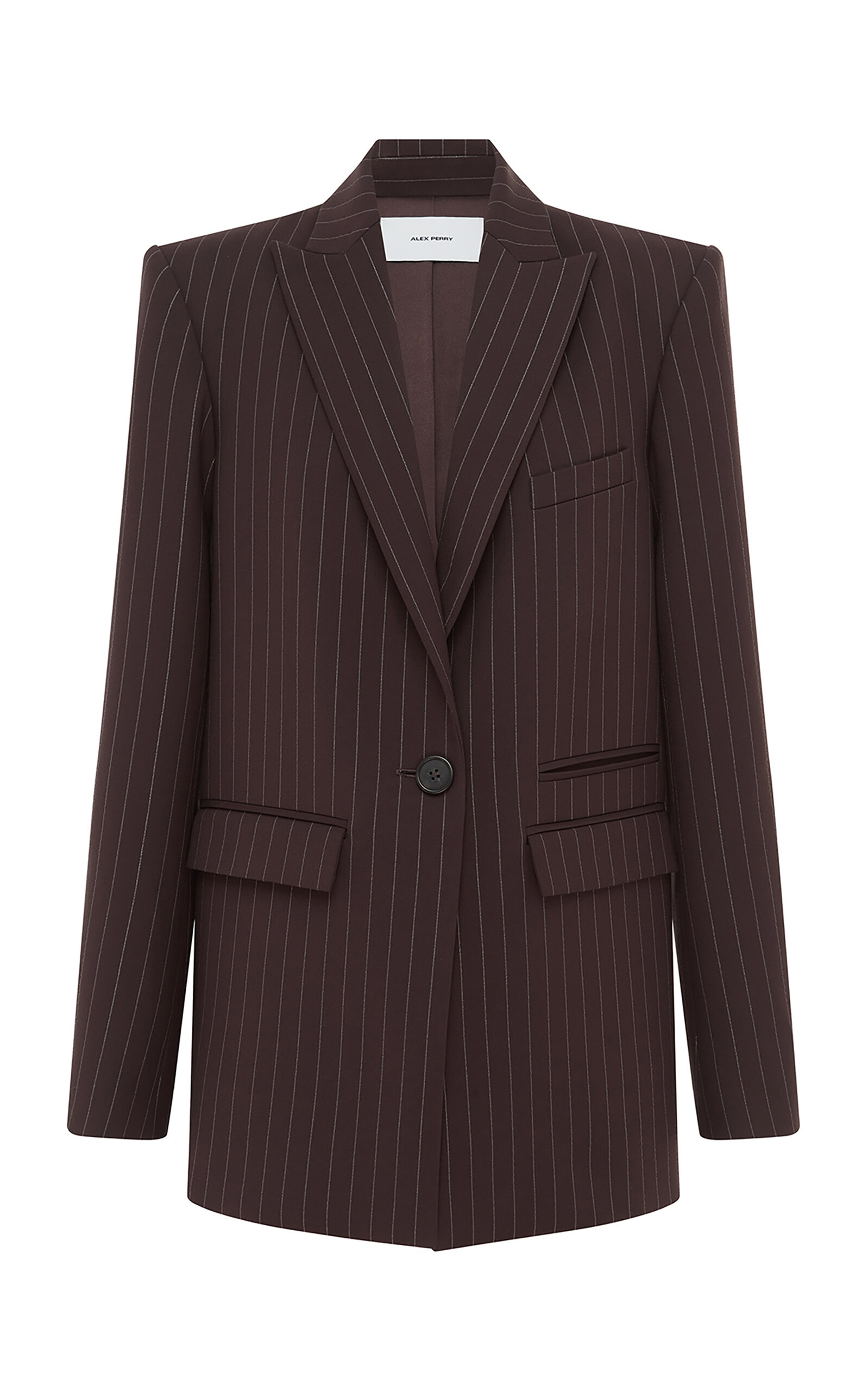 Alex Perry Oversized Twill-lurex Pinstripe Blazer In Brown