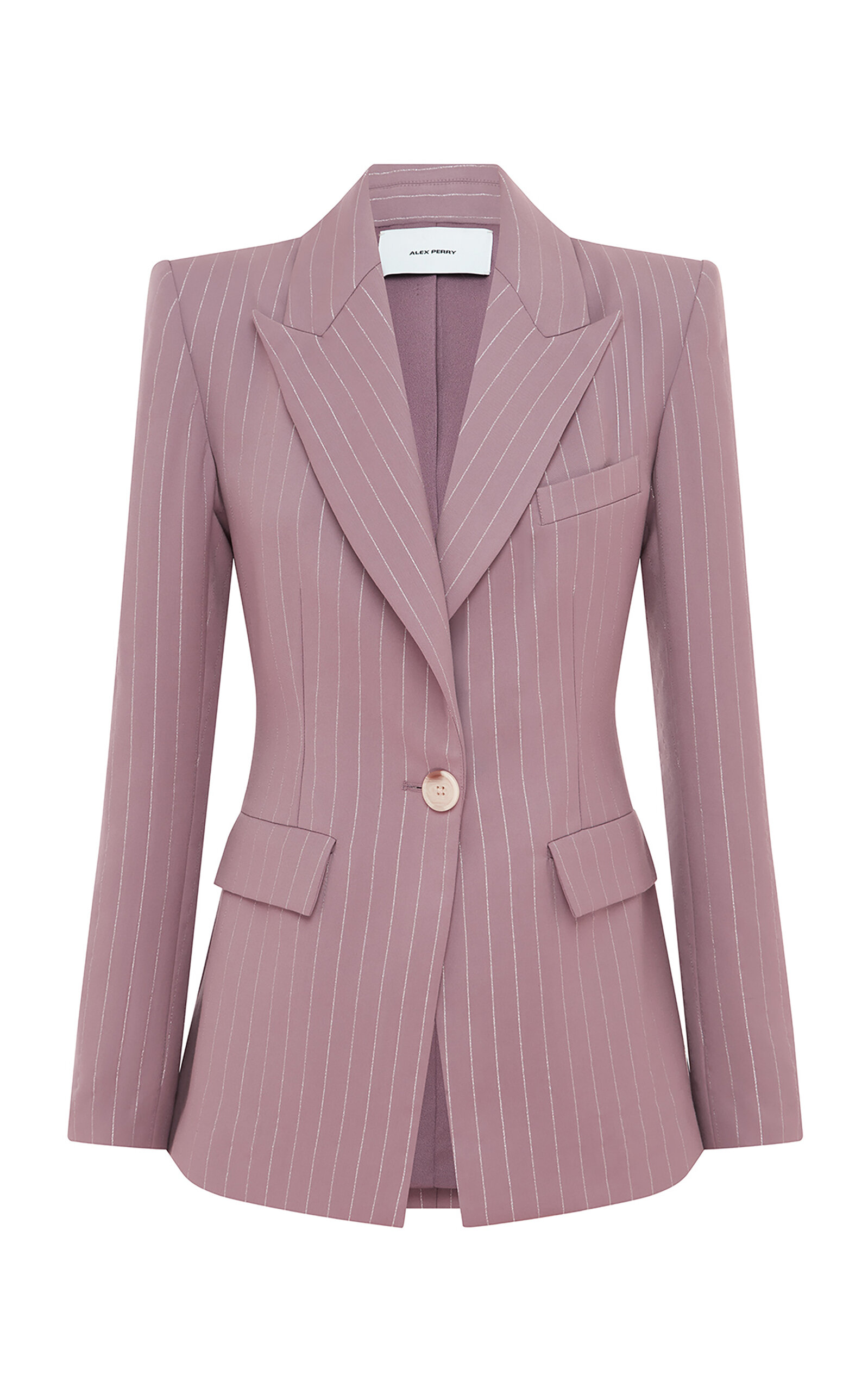 Shop Alex Perry Tailored Twill-lurex Pinstripe Blazer In Pink