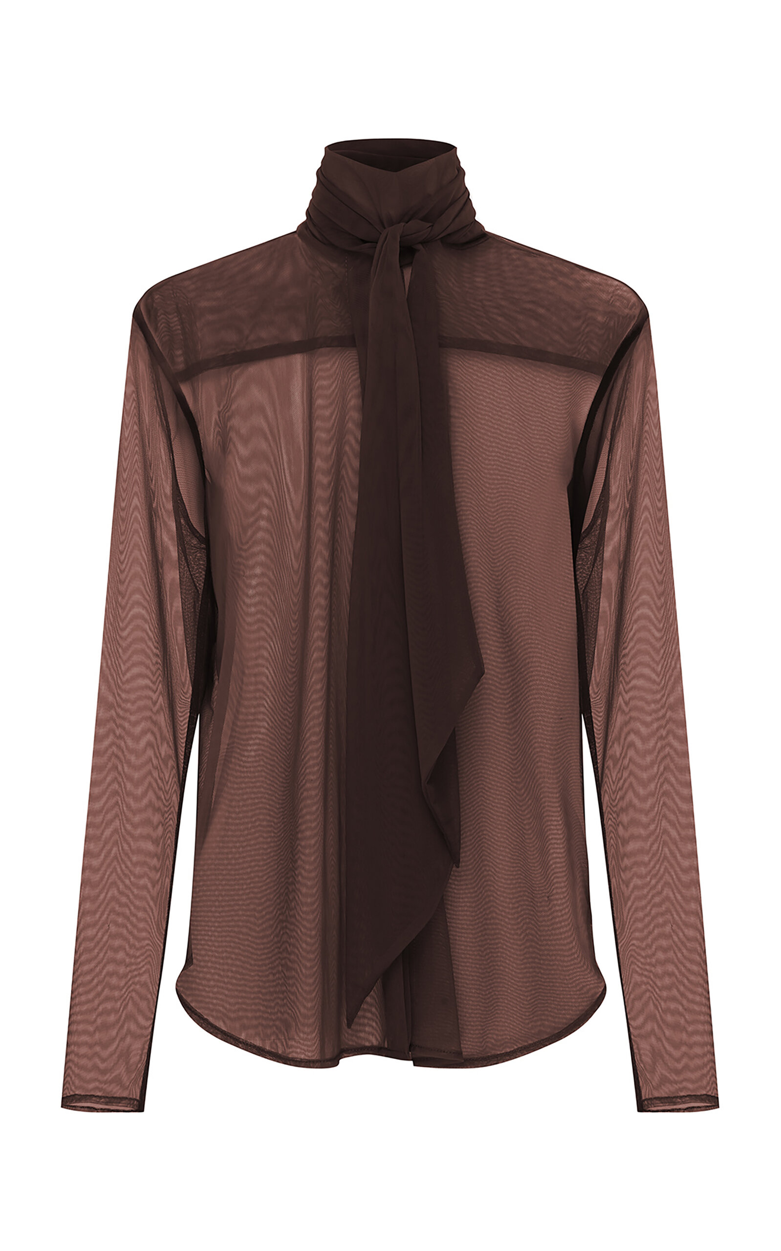 Alex Perry Tie-neck Mesh Top In Brown