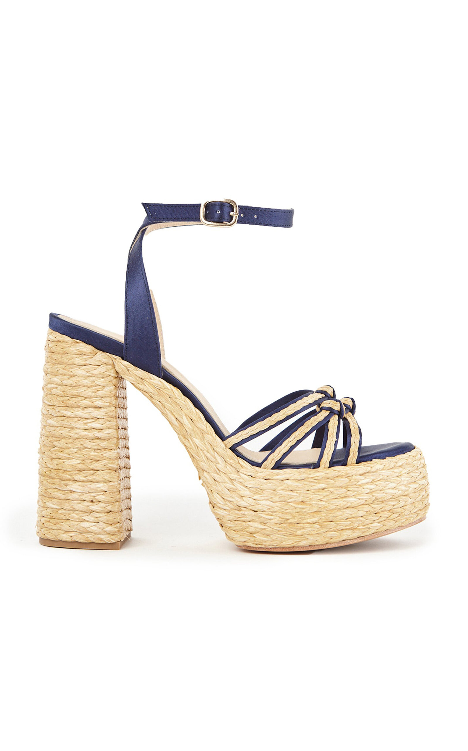 Shop Paloma Barceló Melha Satin Platforms In Navy