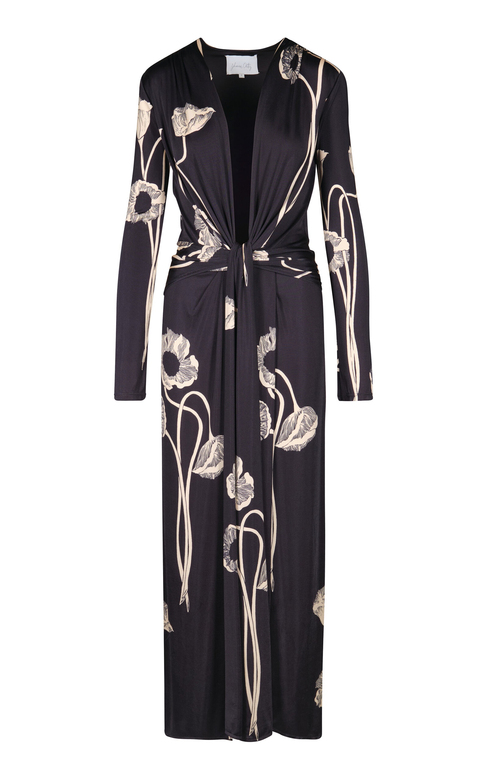 Johanna Ortiz Poppy Oasis Plunging Maxi Dress In Black