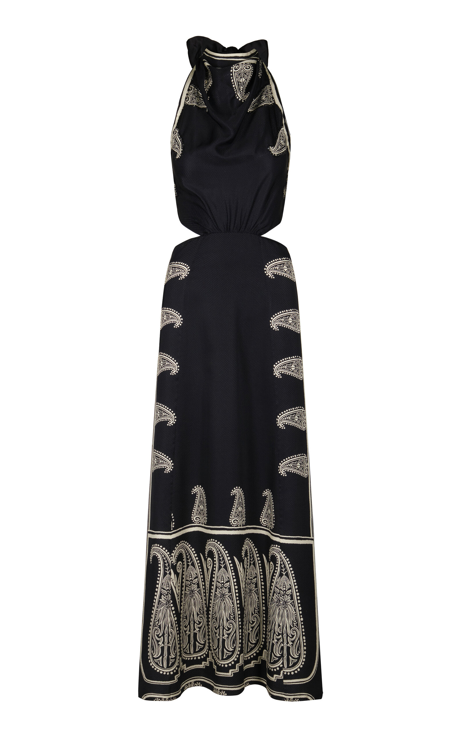 Johanna Ortiz Oasis De Oriente Open-back Silk Maxi Dress In Black,white