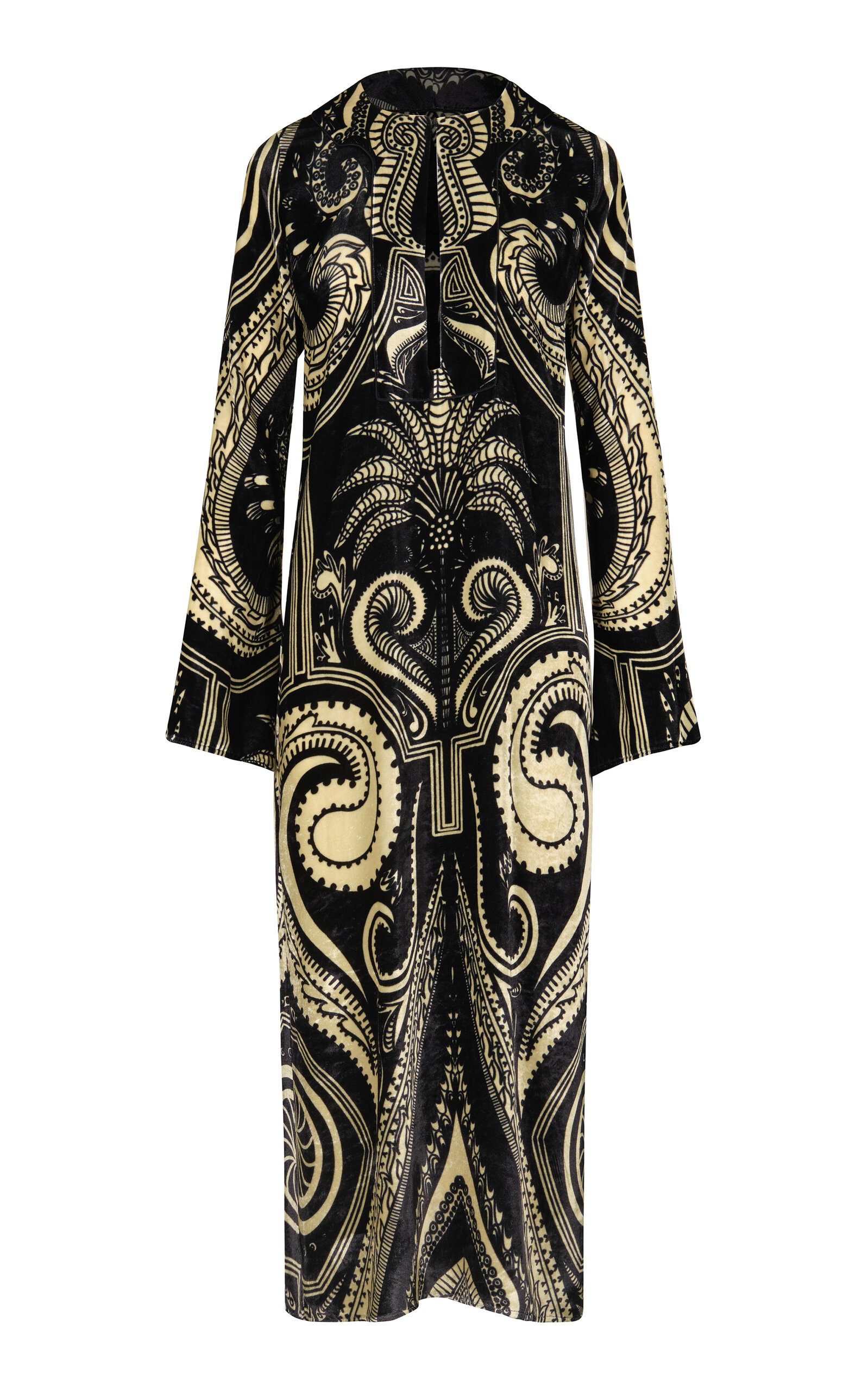 Johanna Ortiz Paisley Jungle Tunic Midi Dress In Black,white