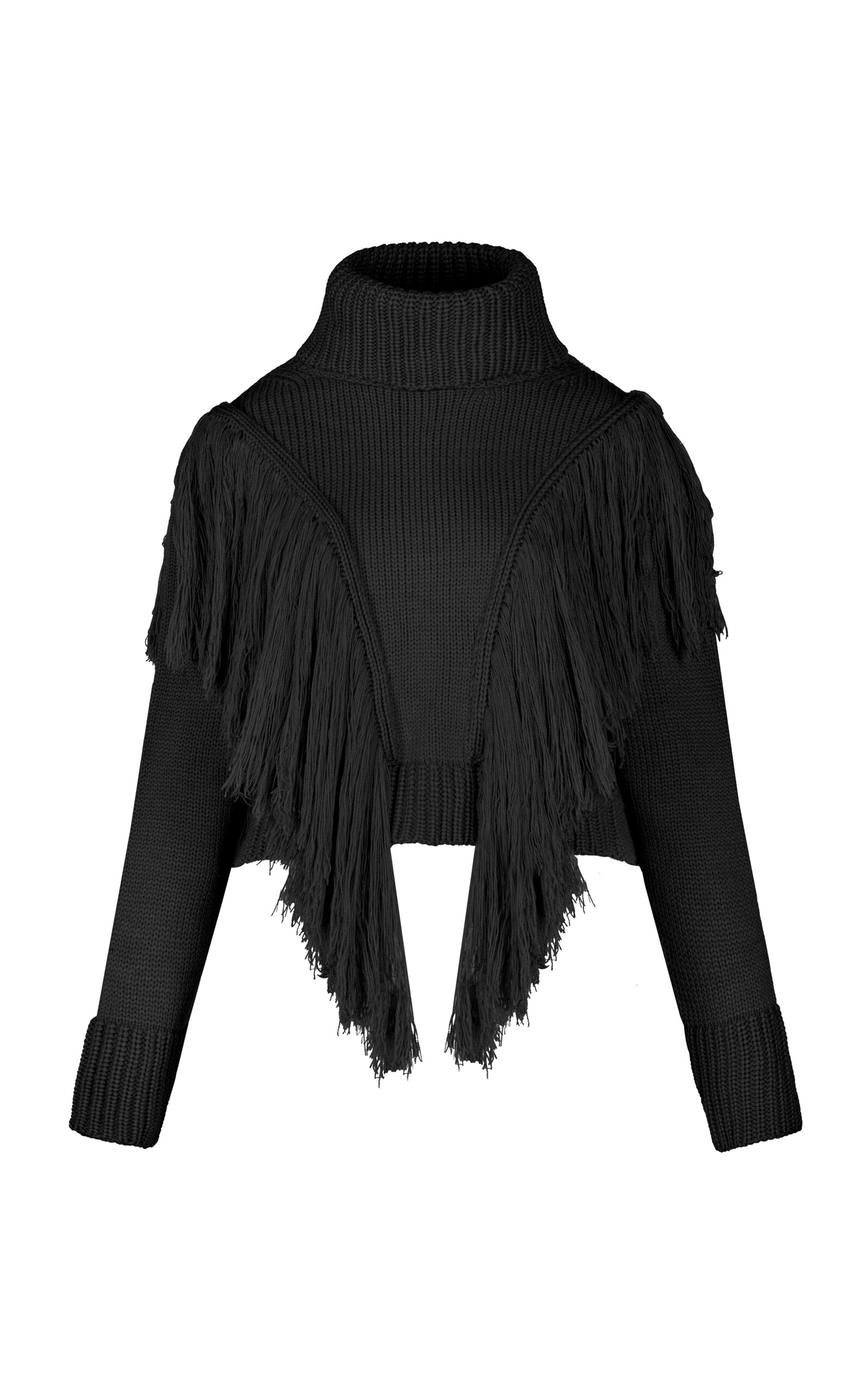 Johanna Ortiz Black Elegancia Natural Fringed Cashmere Sweater