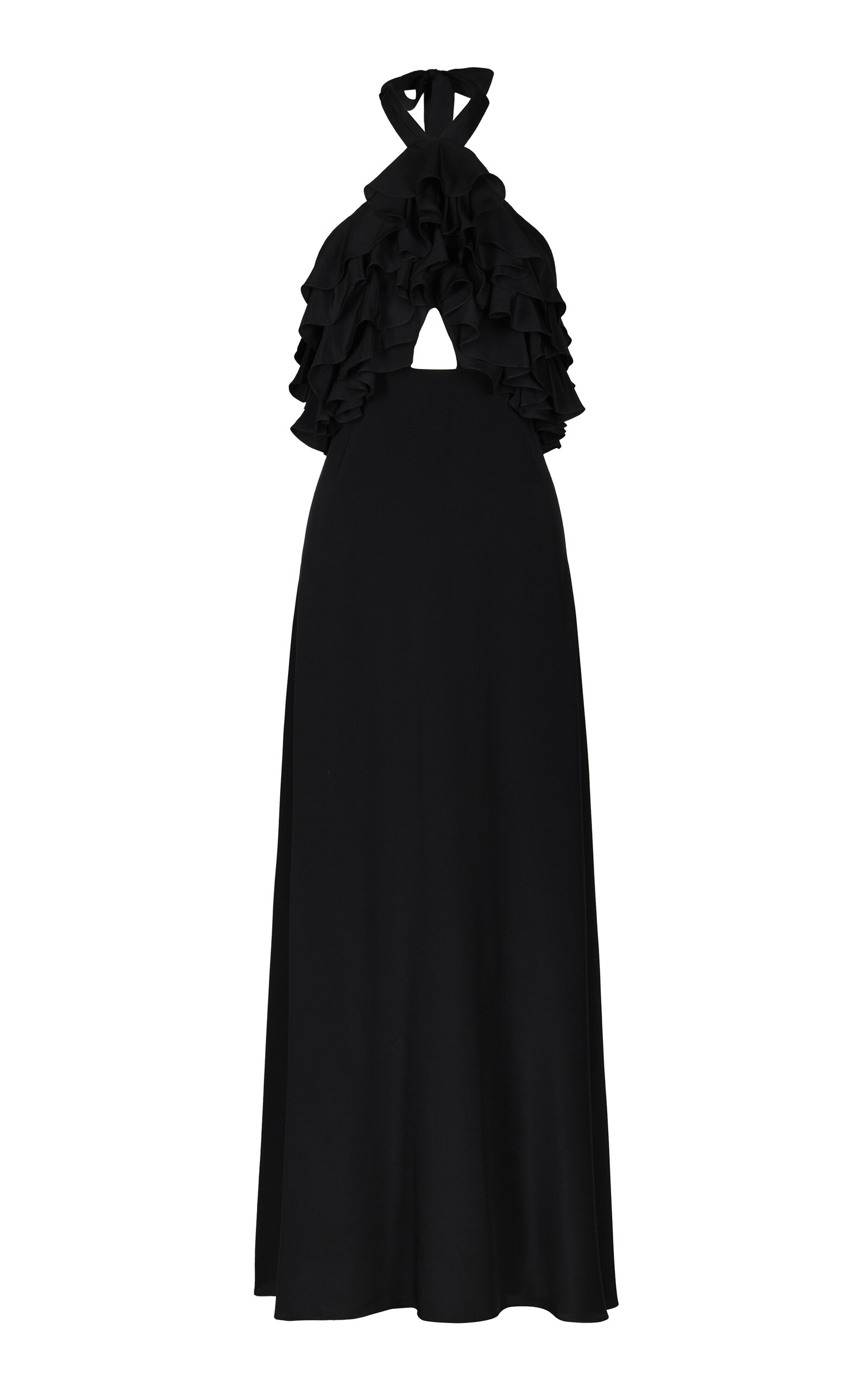 Johanna Ortiz Eternal Sleep Ruffled Silk Maxi Dress In Black