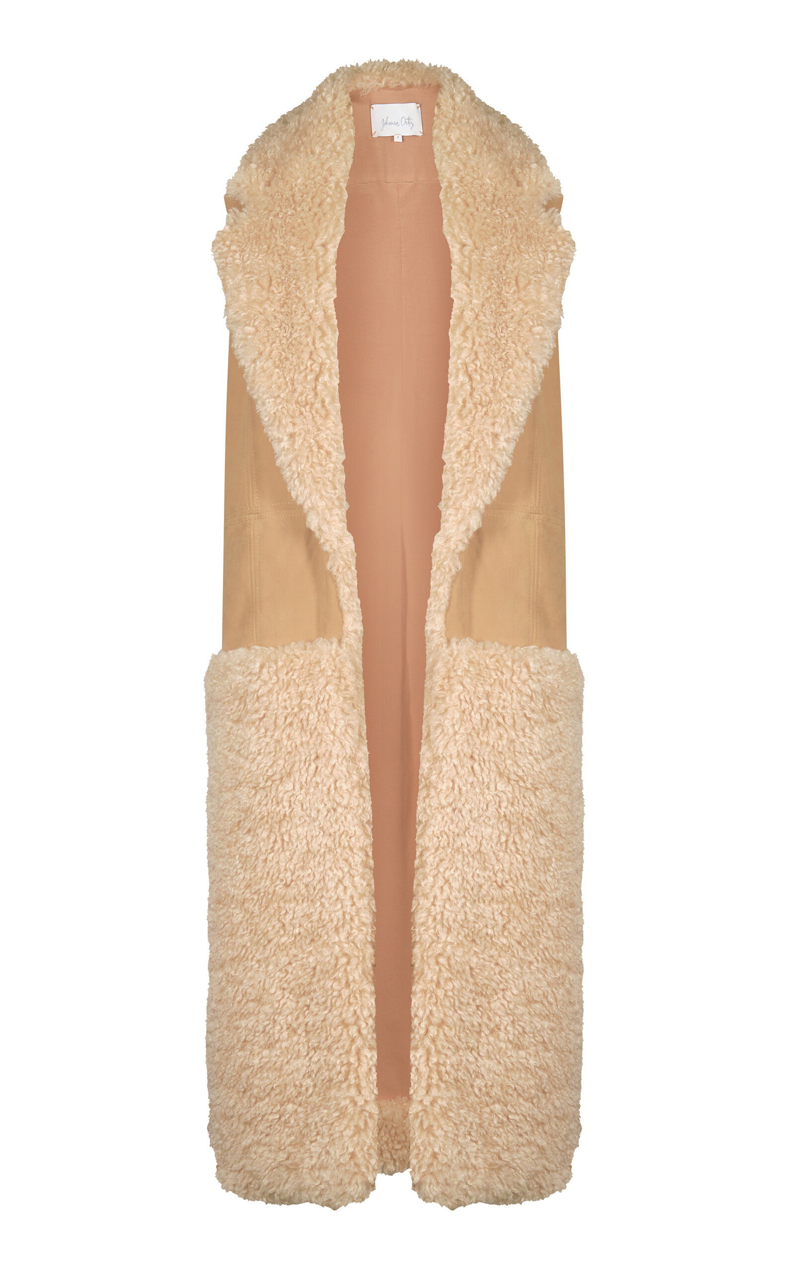 Johanna Ortiz Socially Unconventional Shearling-trimmed Vest In Neutral