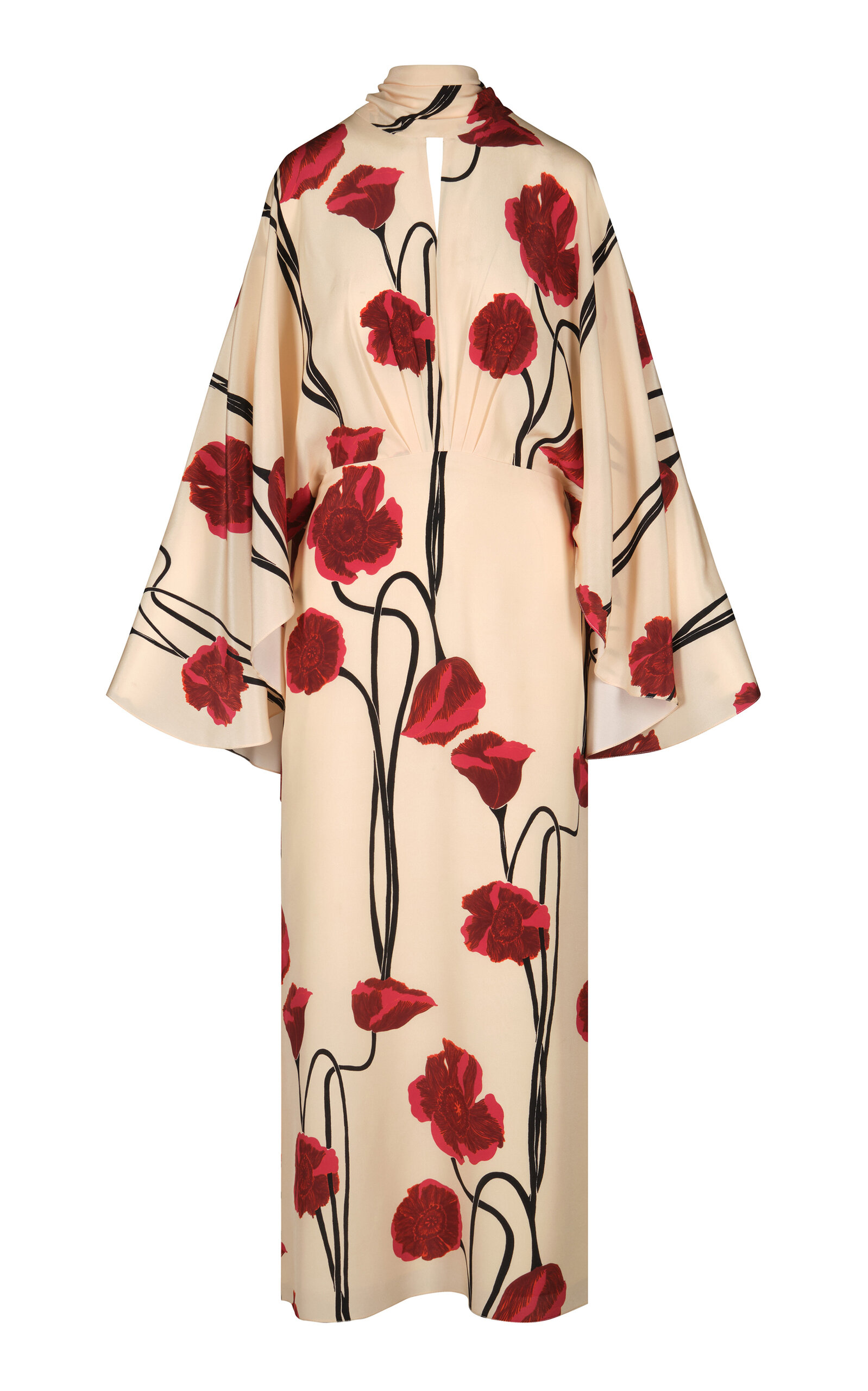 Shop Johanna Ortiz Parajes Lejanos Floral Silk Midi Dress In Ivory