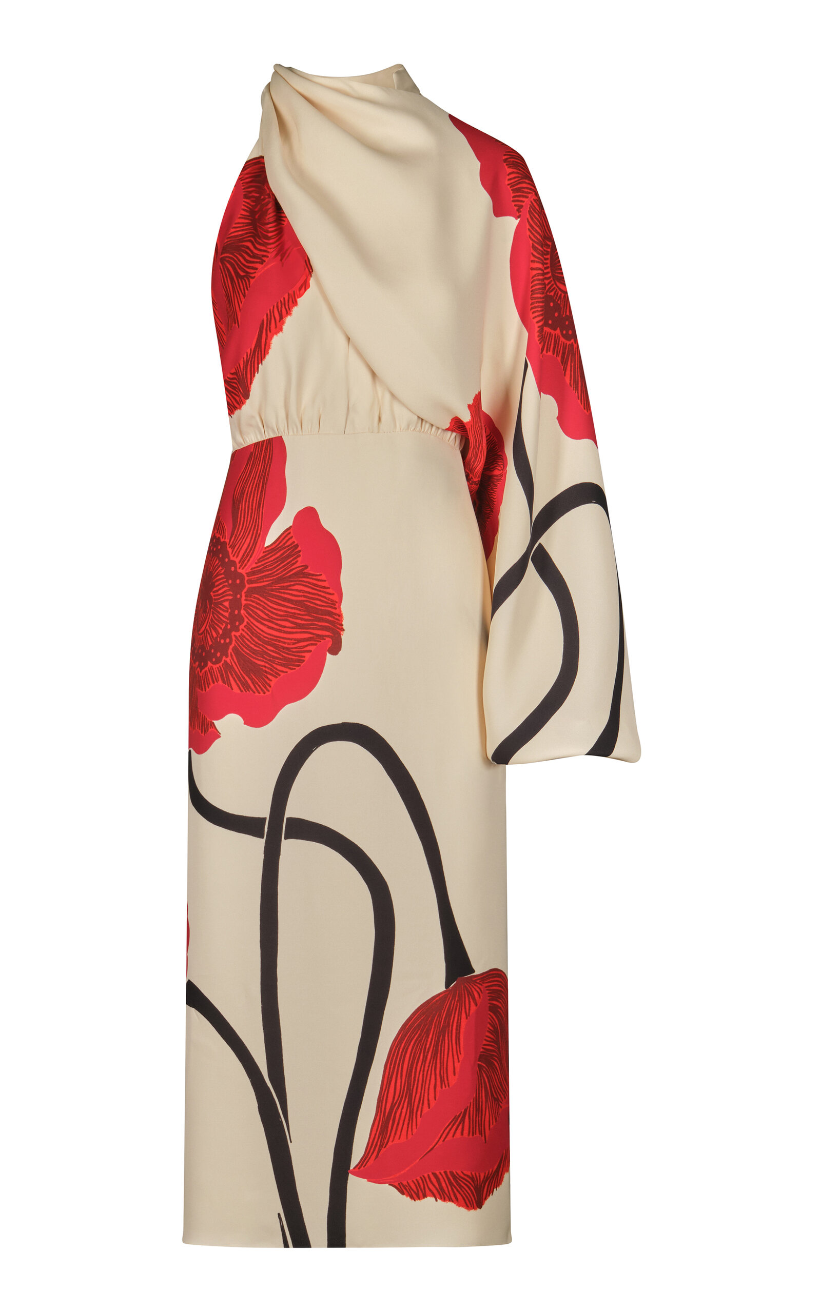 Johanna Ortiz Riad De Versos Floral Silk Midi Dress In Ivory