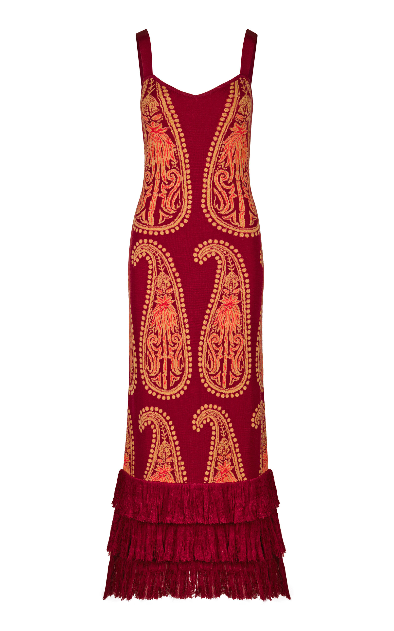 Johanna Ortiz Oasis Serenade Paisley Cotton Maxi Dress In Red