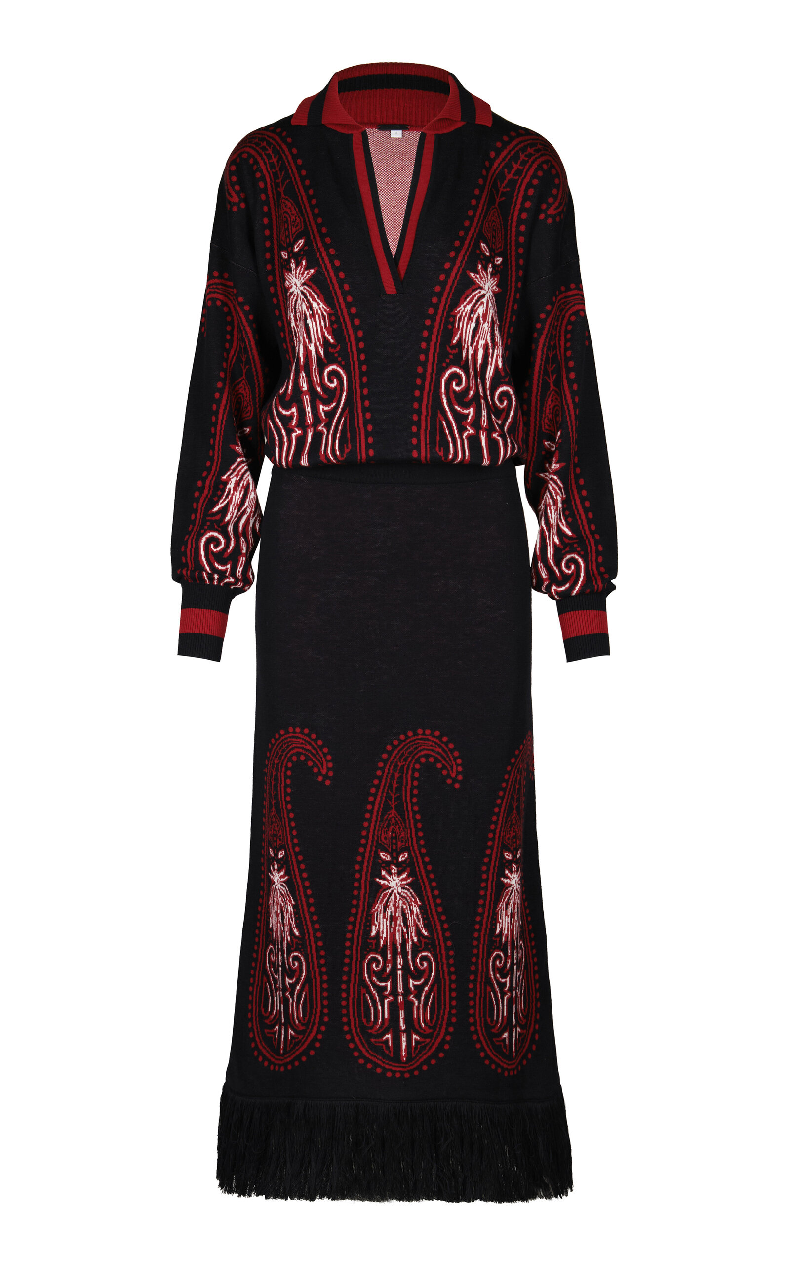 Johanna Ortiz Indian Motifs Paisley Cotton Midi Dress In Black