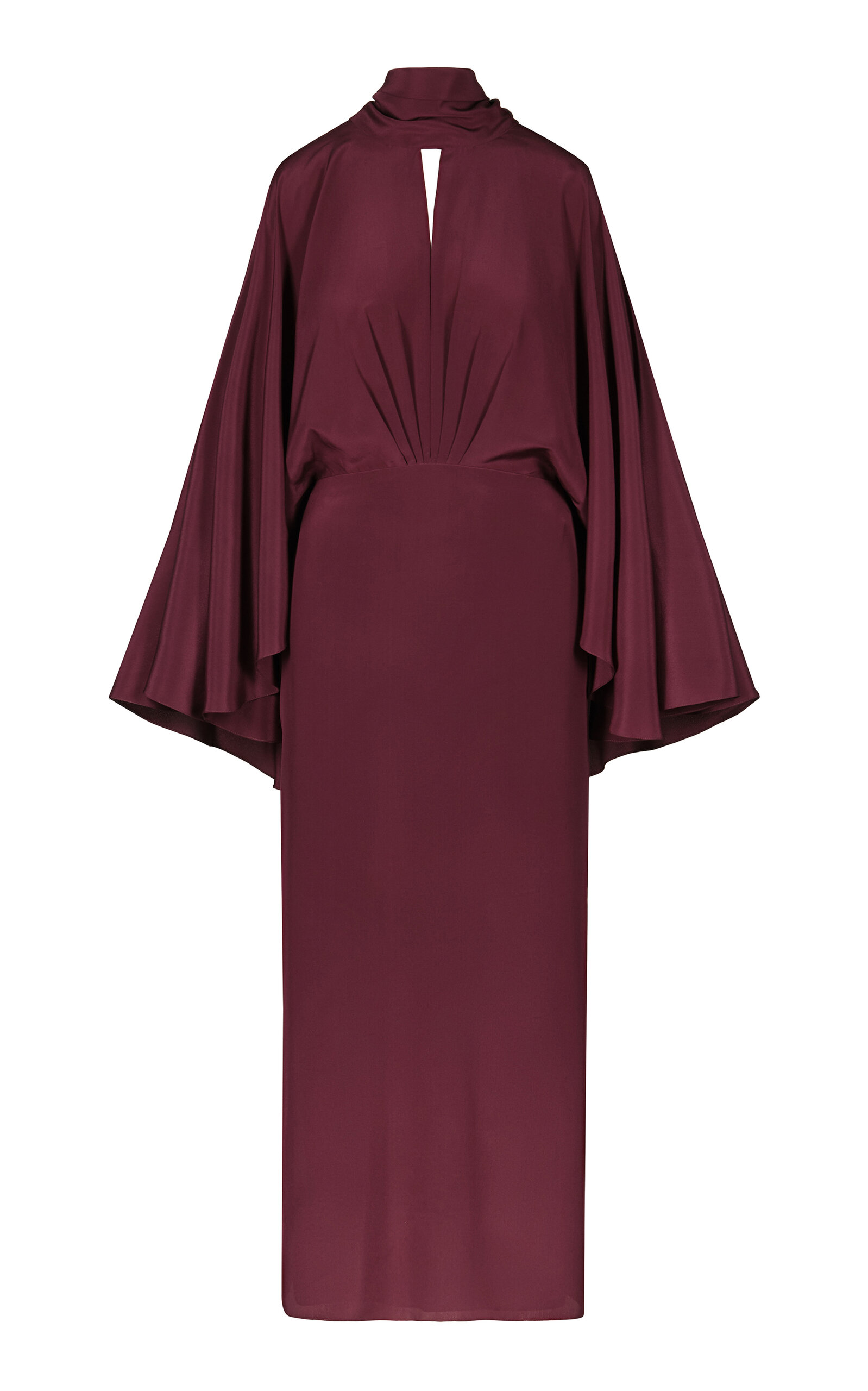 Johanna Ortiz Wine Parajes Lejanos Scarf-detailed Silk Midi Dress In Burgundy