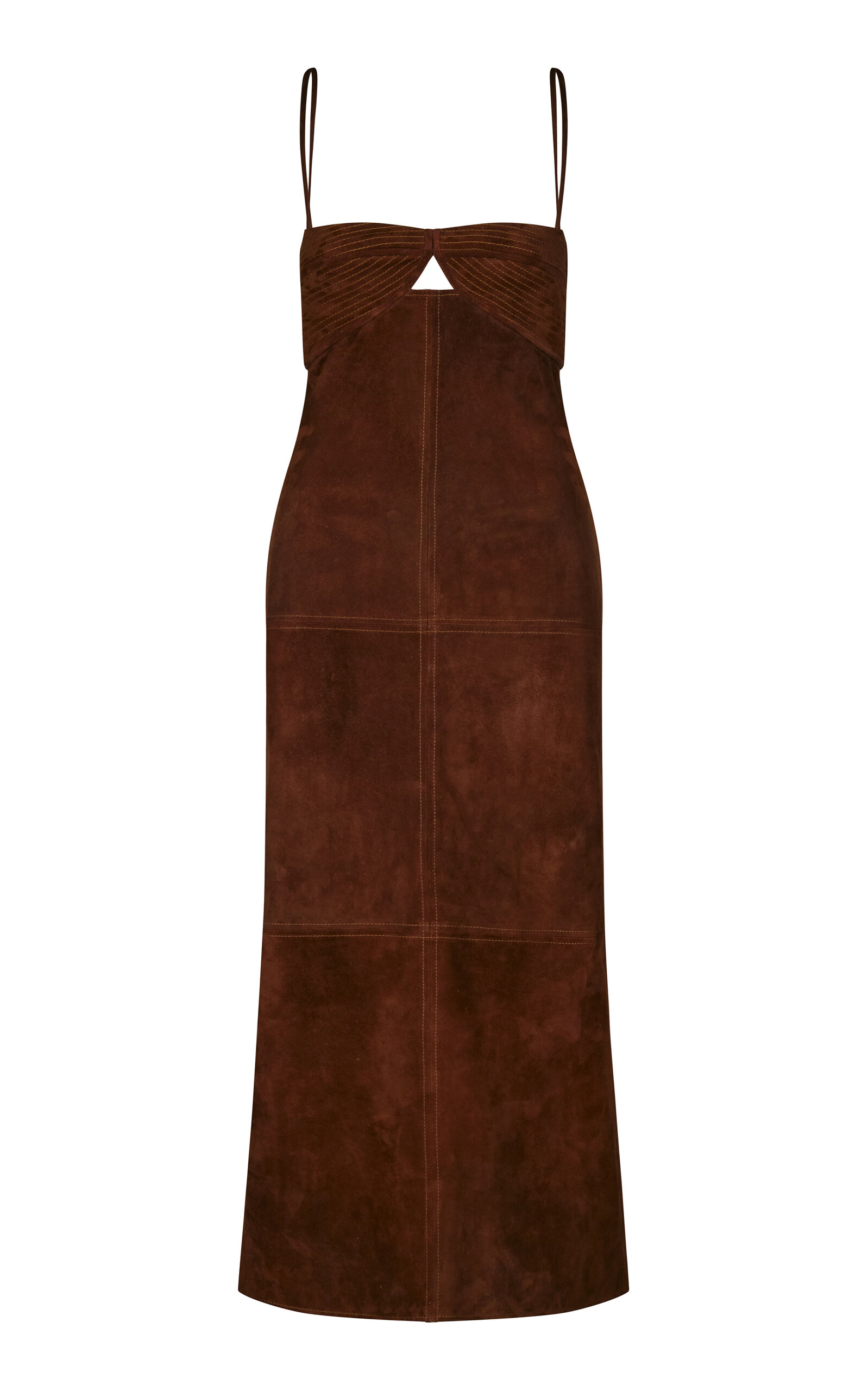 Shop Johanna Ortiz Palace Intrigue Suede Midi Dress In Brown