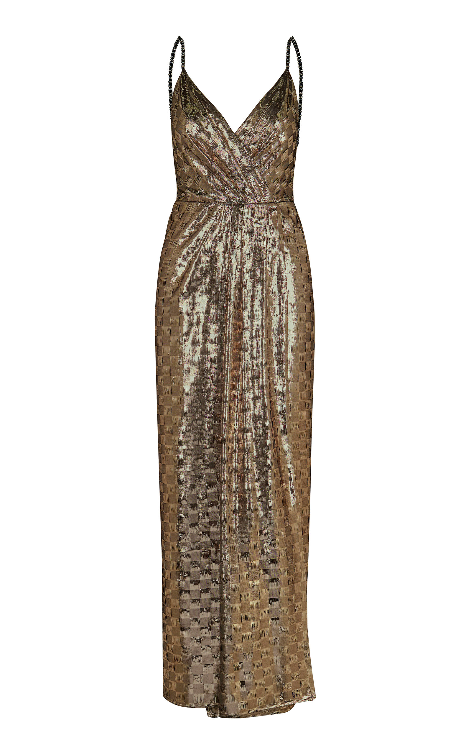 Johanna Ortiz Henna Night Metallic Silk Maxi Dress In Silver