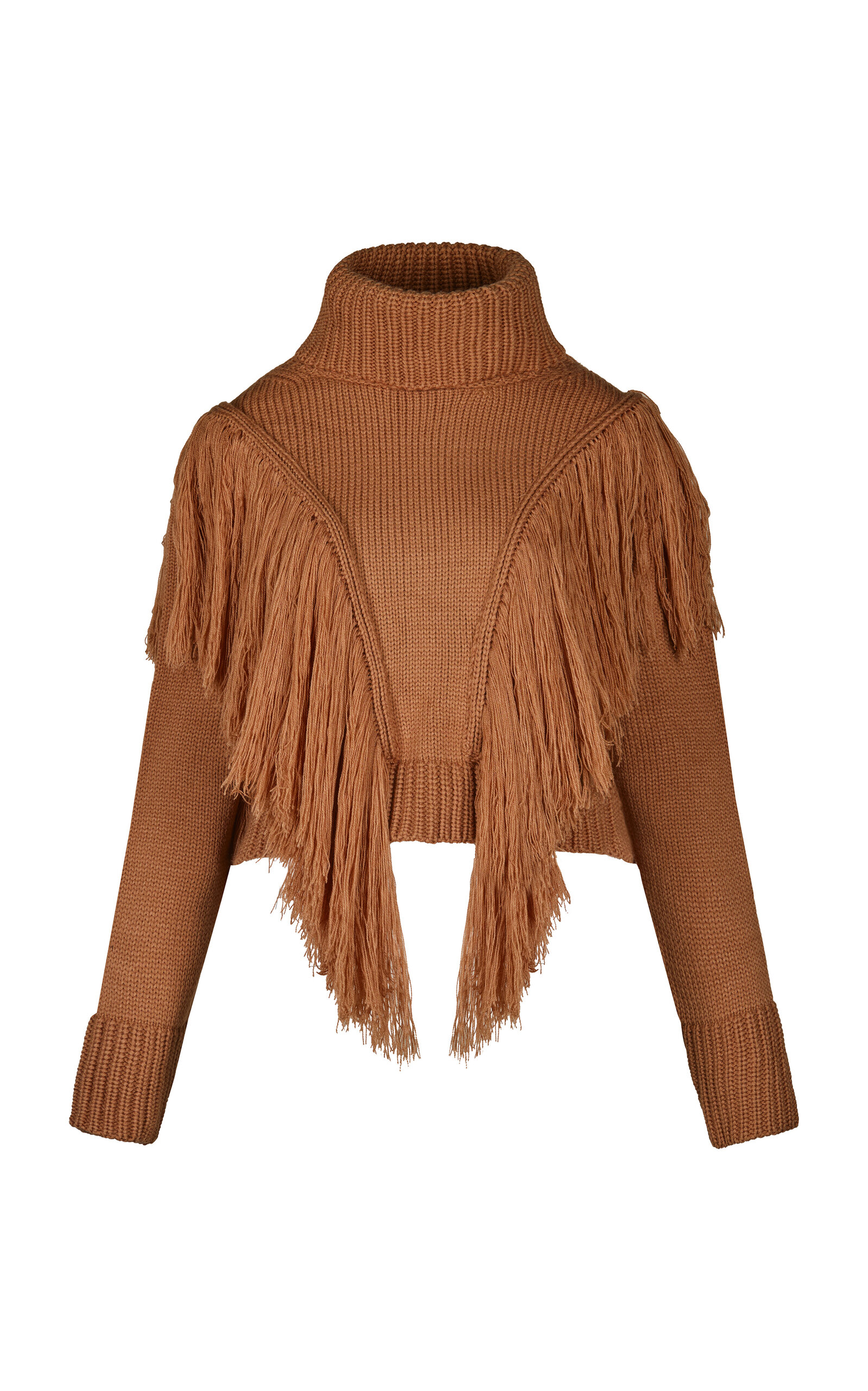 Johanna Ortiz Camel Elegancia Natural Fringed Cashmere Sweater In Tan