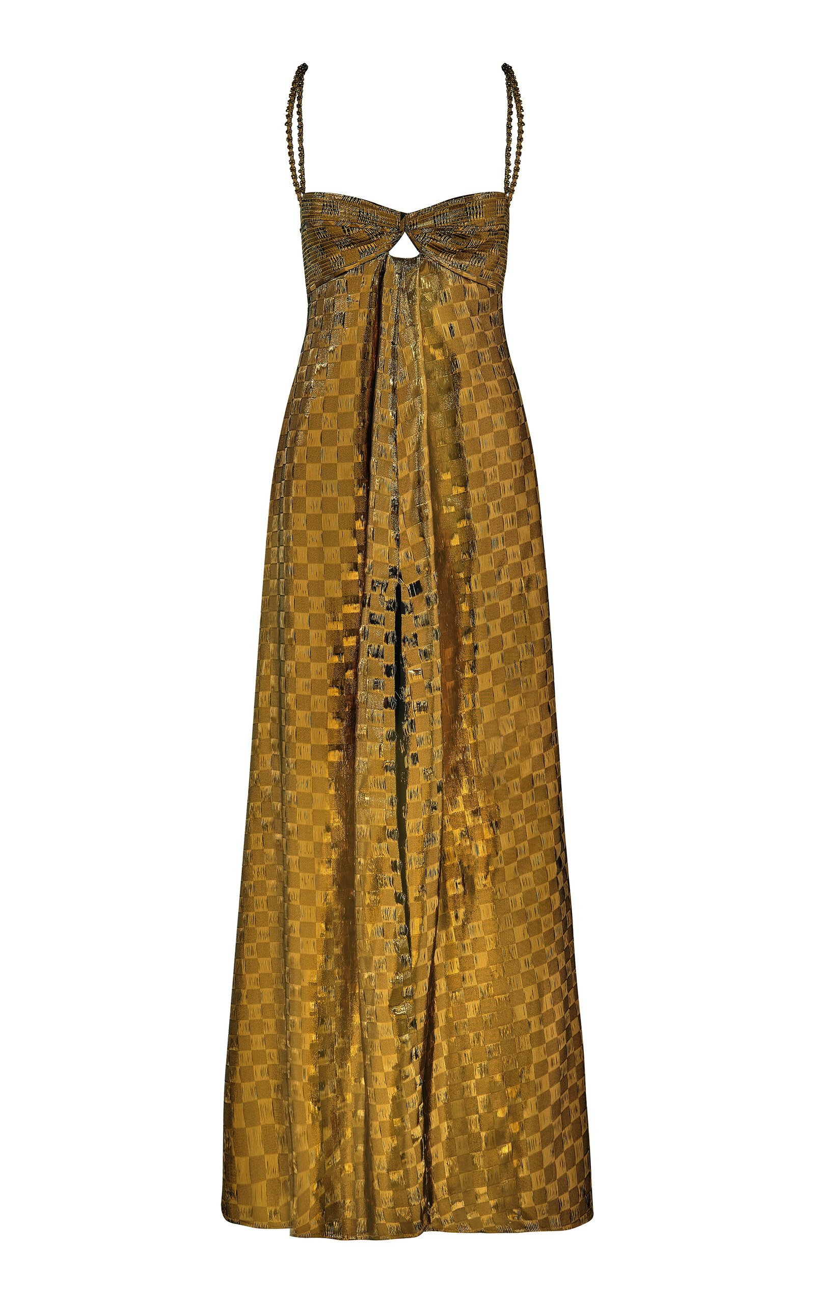 Johanna Ortiz Admirable Masterpiece Metallic Silk Maxi Dress In Bronze