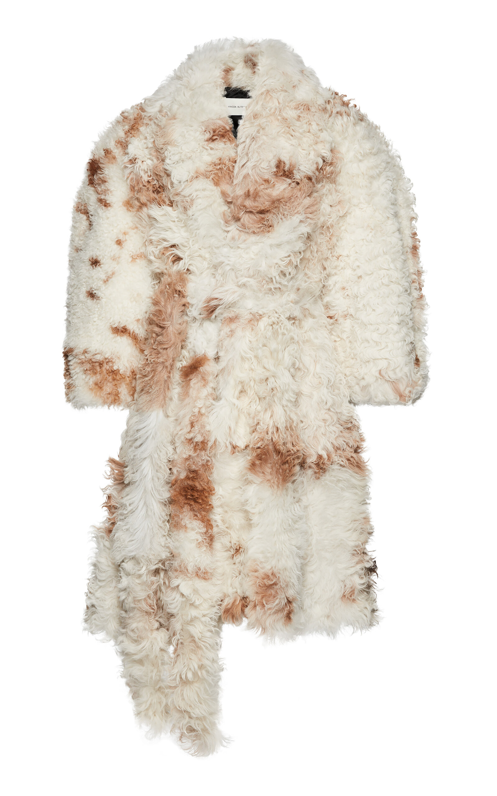 Magda Butrym Leather Shearling Coat In White