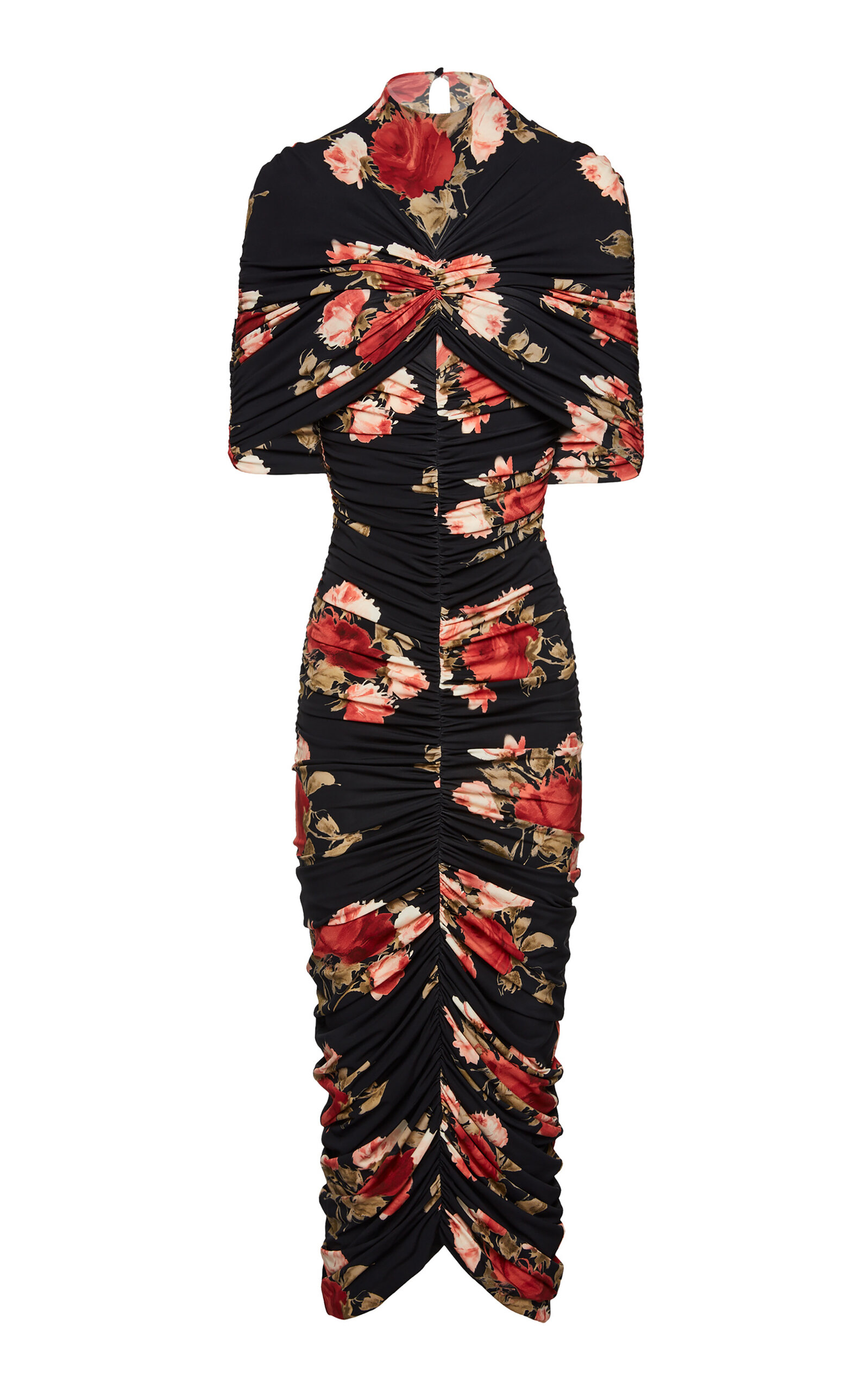 Magda Butrym Floral Print Bodycon Midi Dress In Black