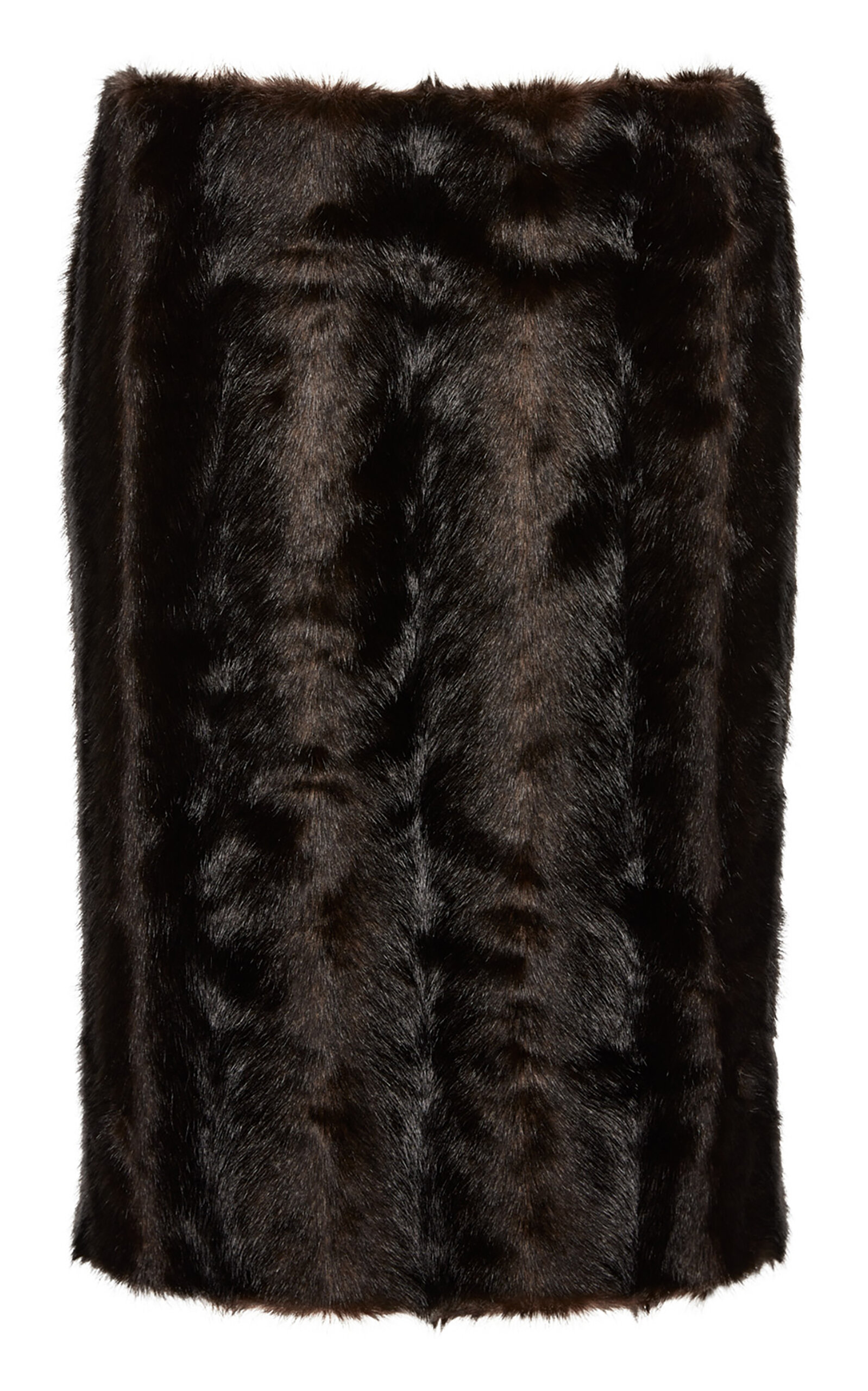 Magda Butrym Faux Fur Pencil Midi Skirt In Brown