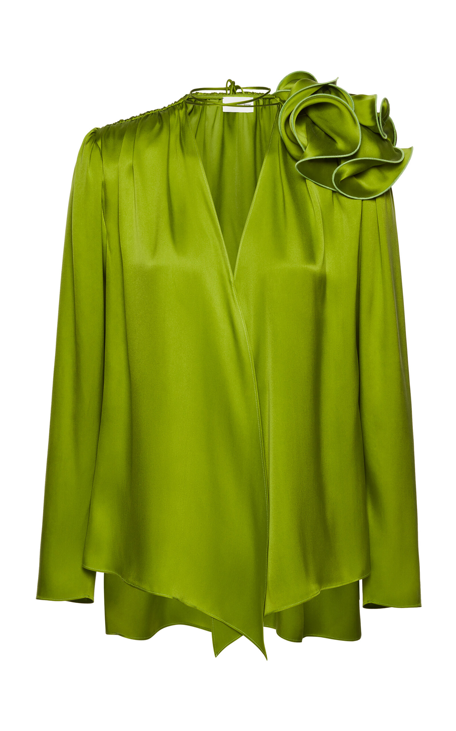 Magda Butrym Floral-appliquéd Silk Top In Green