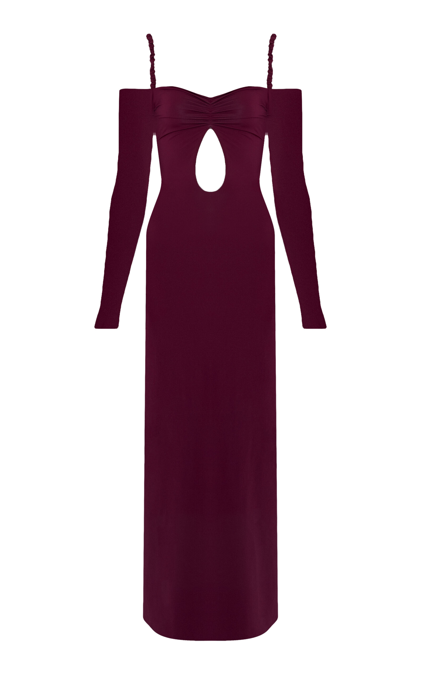 Maygel Coronel Calice Cutout Midi Dress In Burgundy