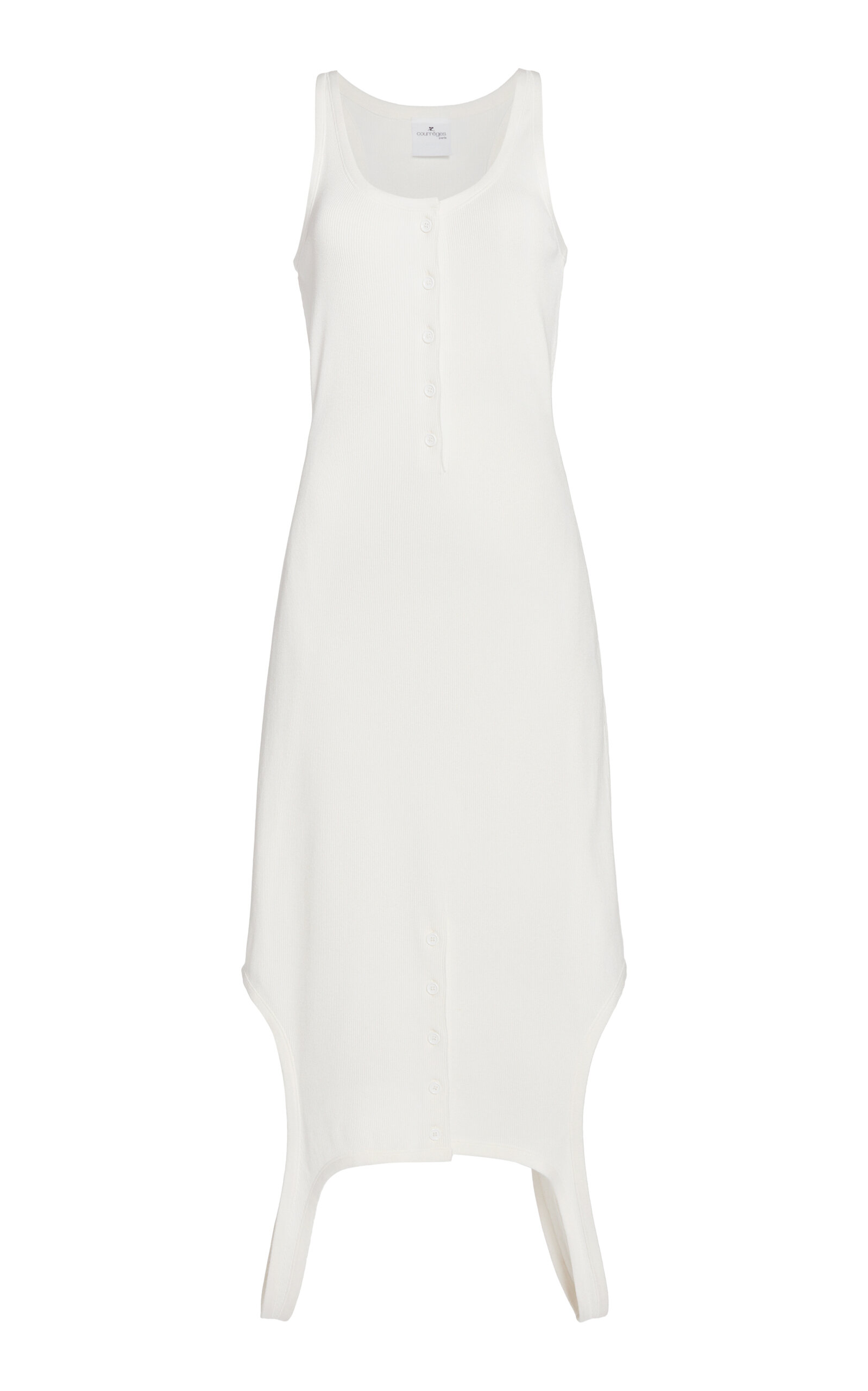 Courrèges Reversed Rib Knit Midi Dress In White