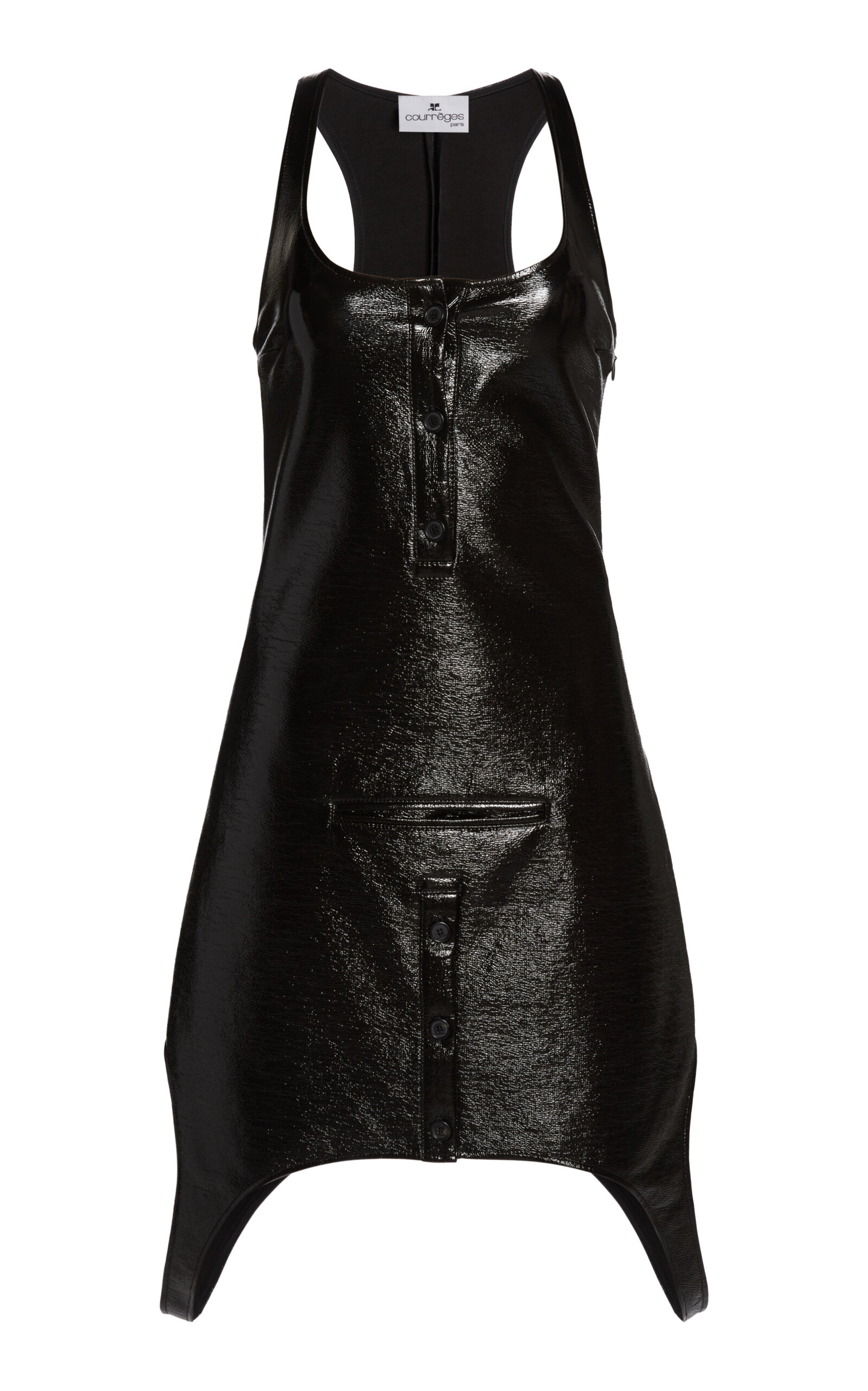 Courrèges Reversed Vinyl Dress In Black