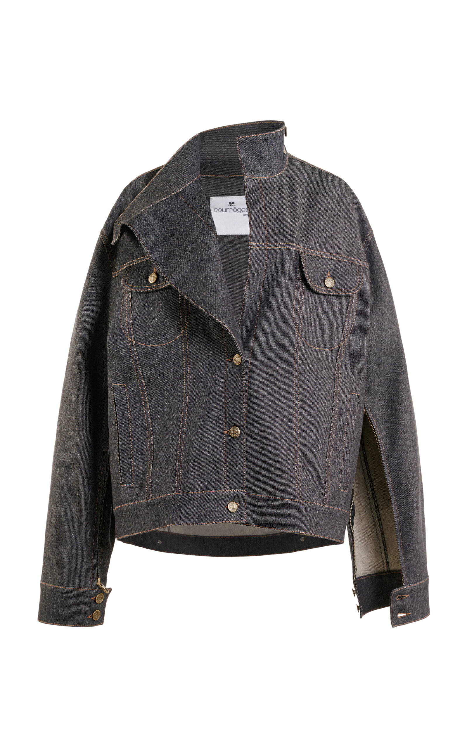 Courrèges Oversized Motorcycle Denim Blouson In Blue