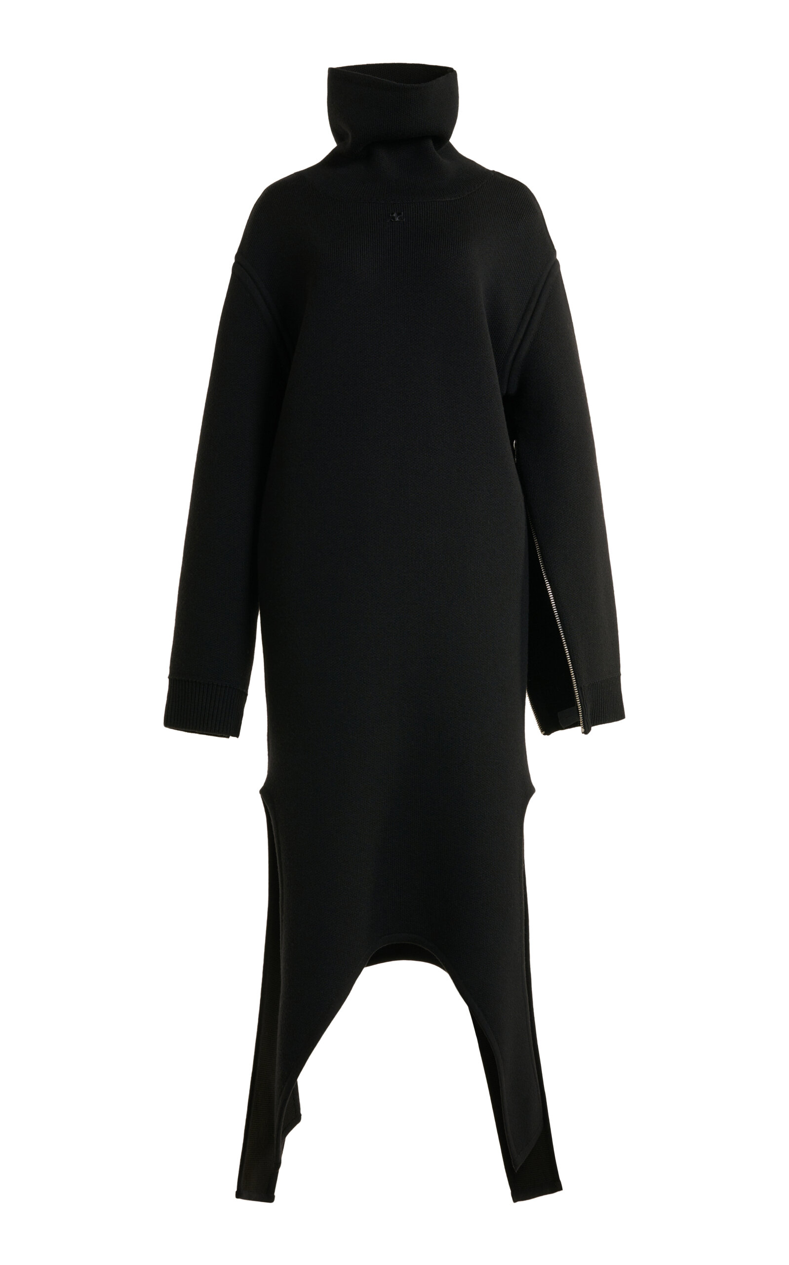 Courrèges Double Knit Mockneck Dress In Black