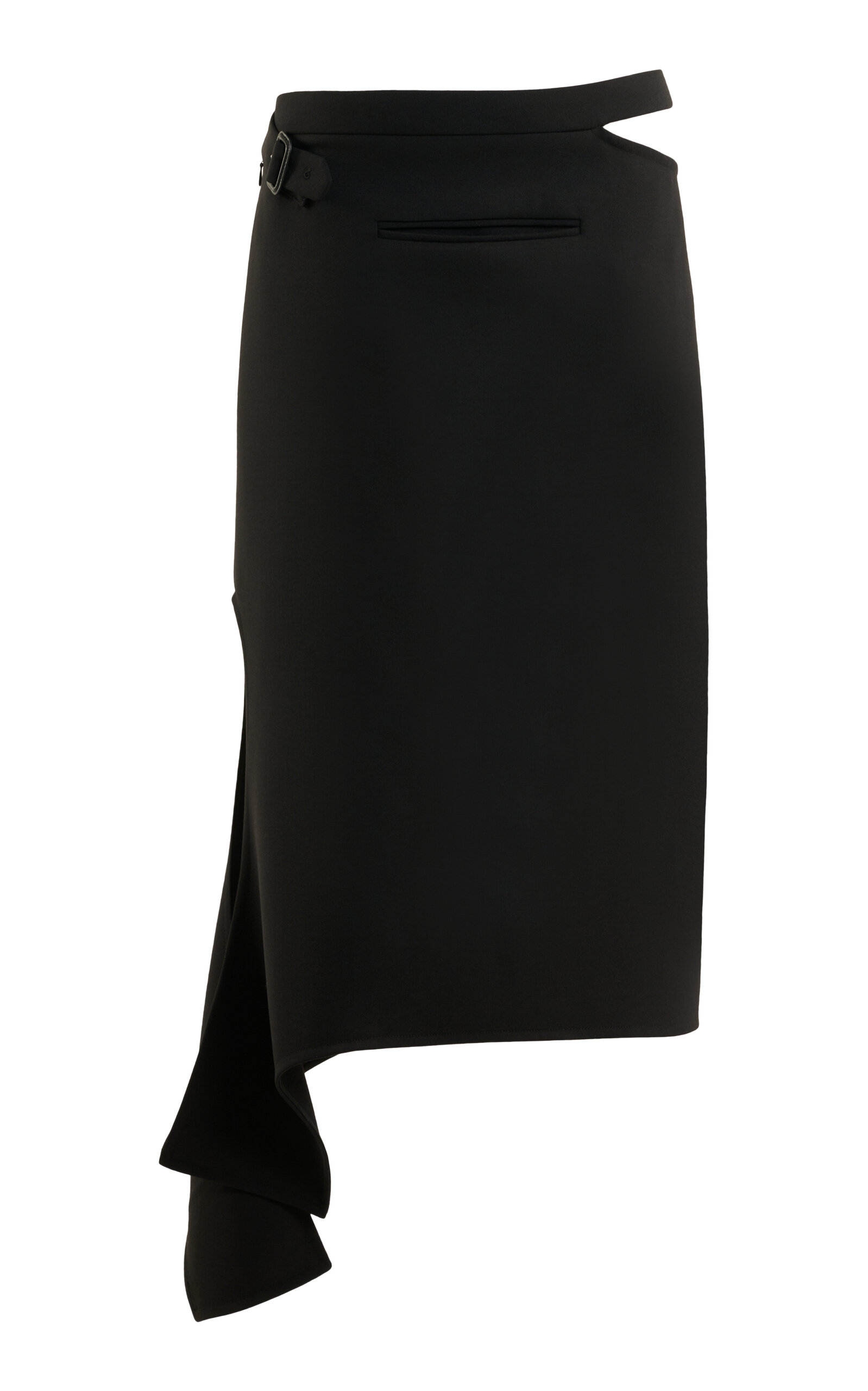 Courrèges Slash Strap Wool Midi Skirt In Black