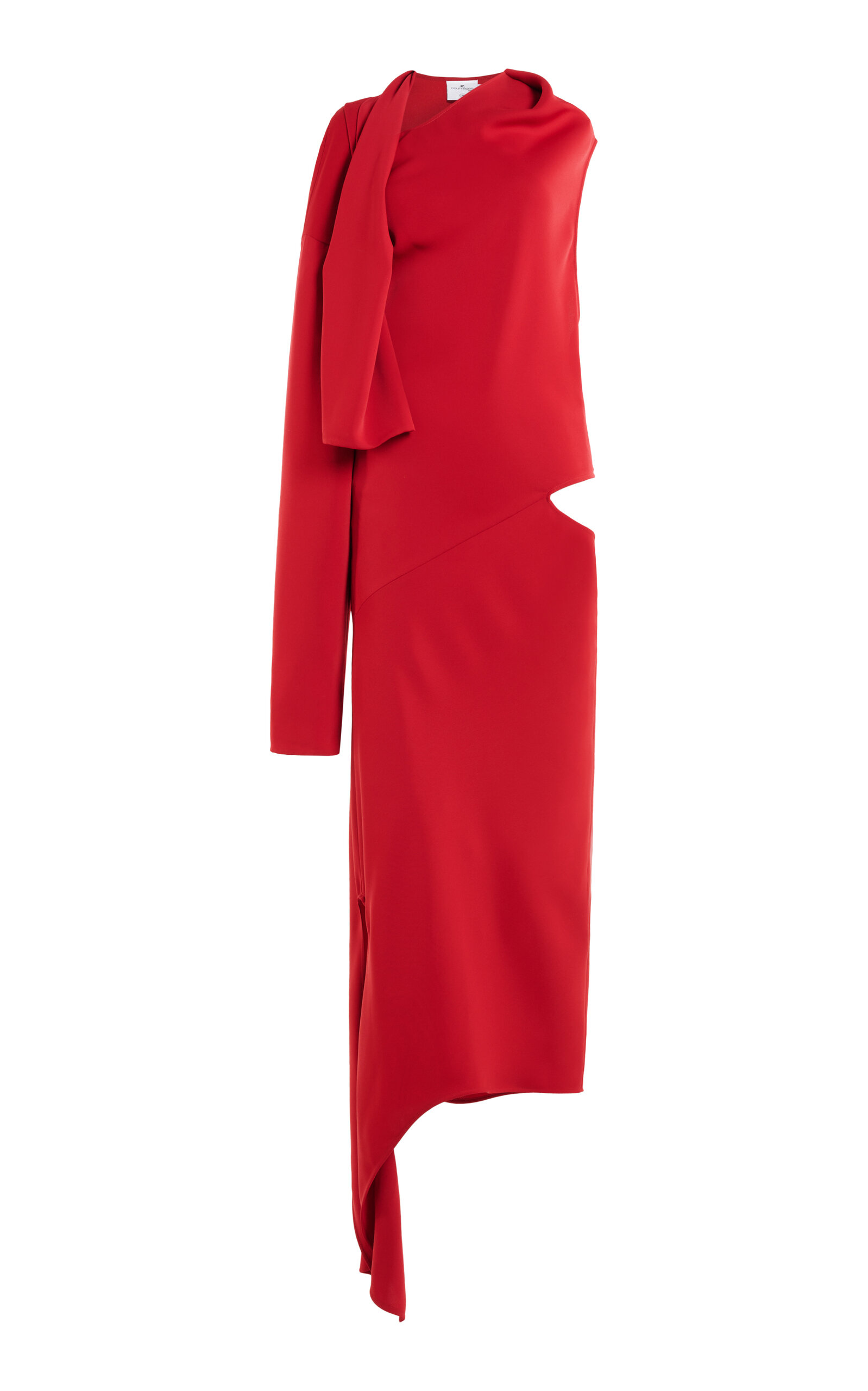 Courrèges Off-the-shoulder Tech Crepe Maxi Dress In Red