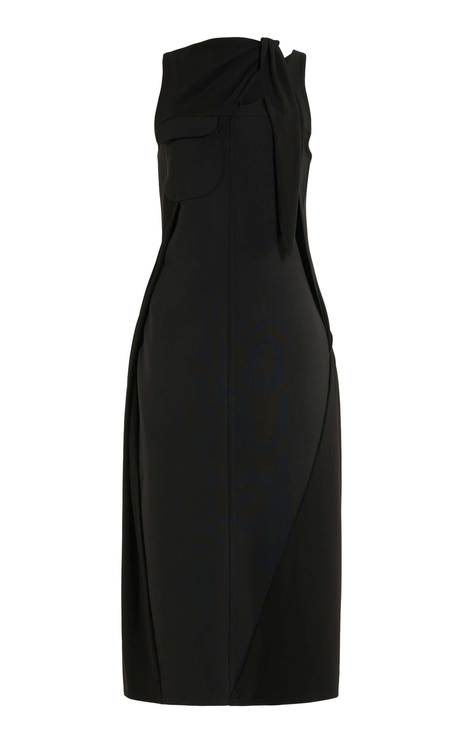 Courrèges Knot Tailored Wool Maxi Dress In Black