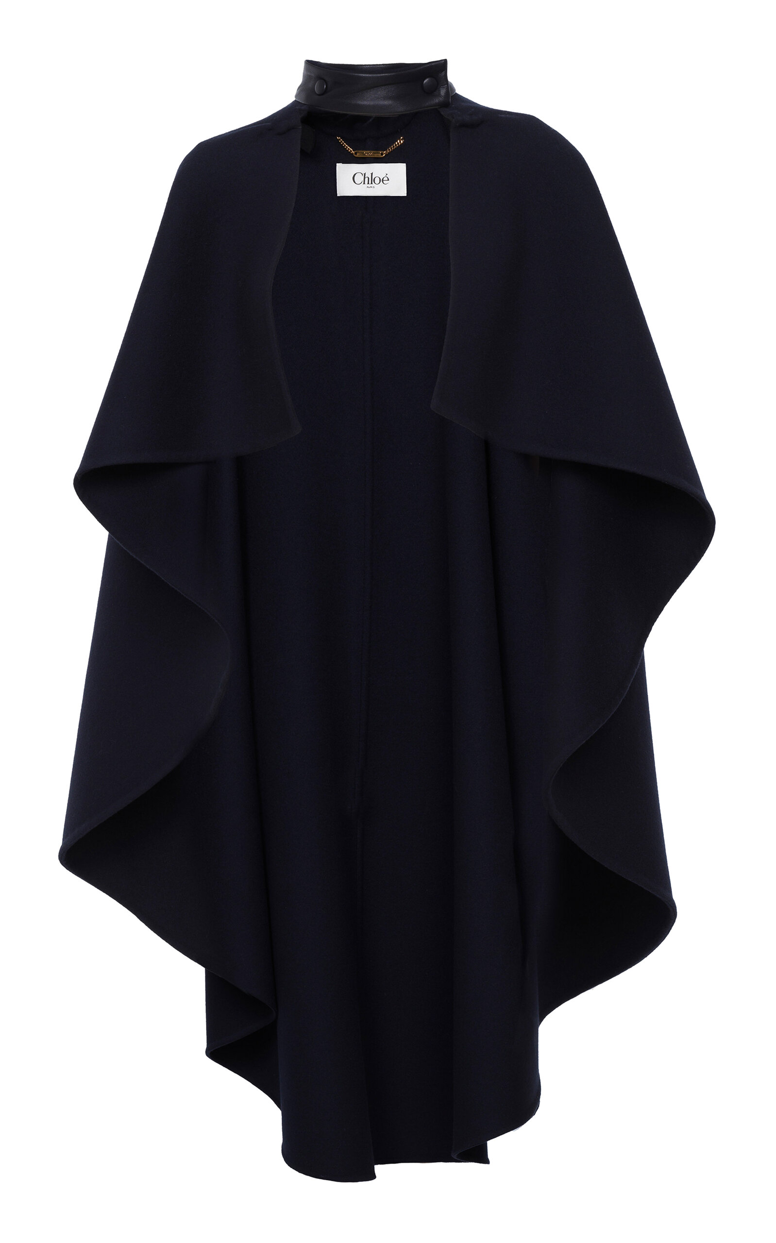 Chloé Asymmetric Cropped Wool Cape Coat In Black