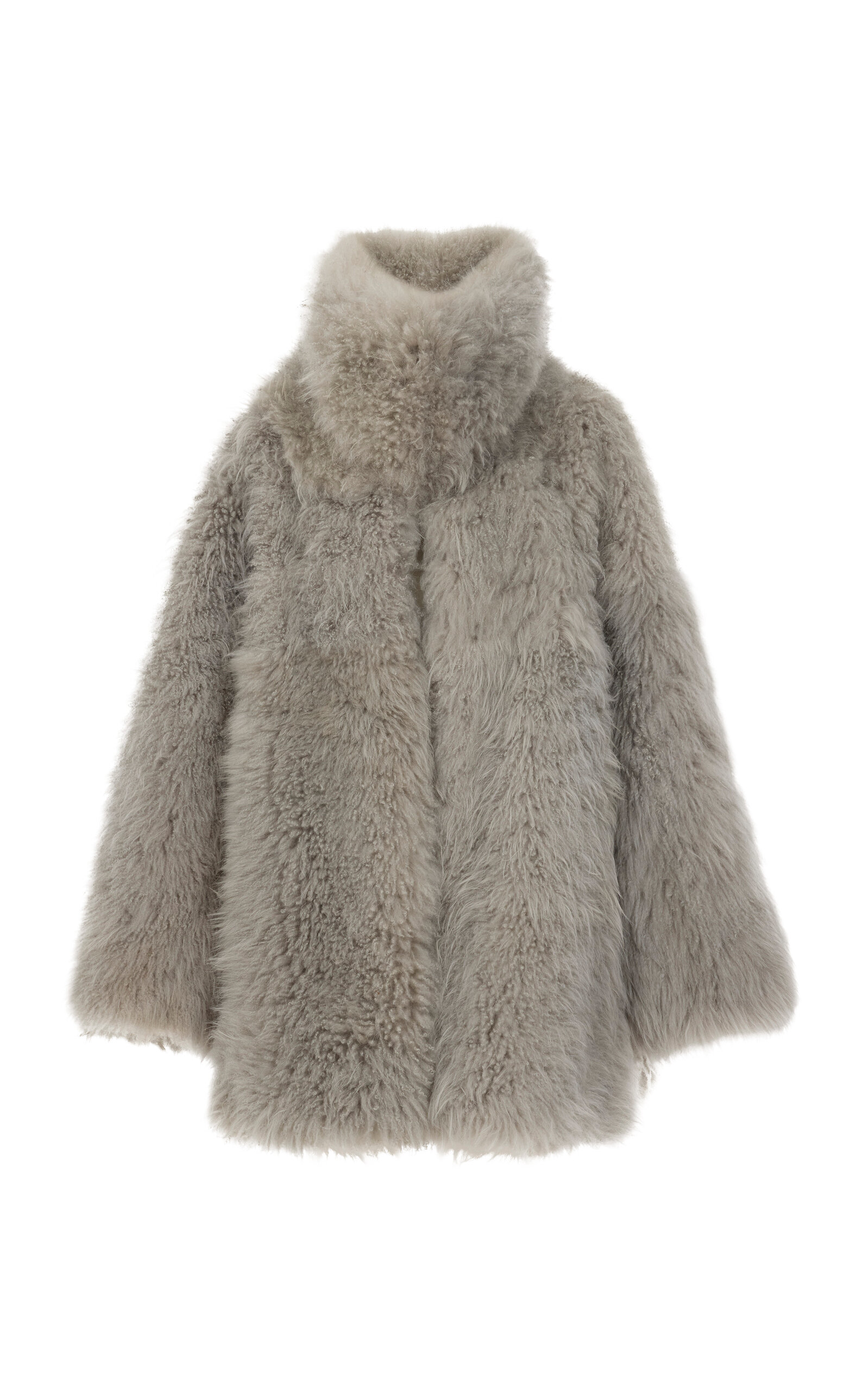 Chloé Oversized Cashmere-shearling Coat In Light Grey