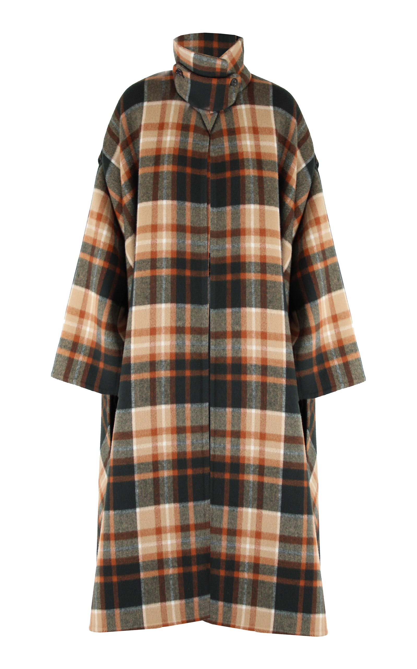 Chloé Oversized Plaid Wool Cape Coat