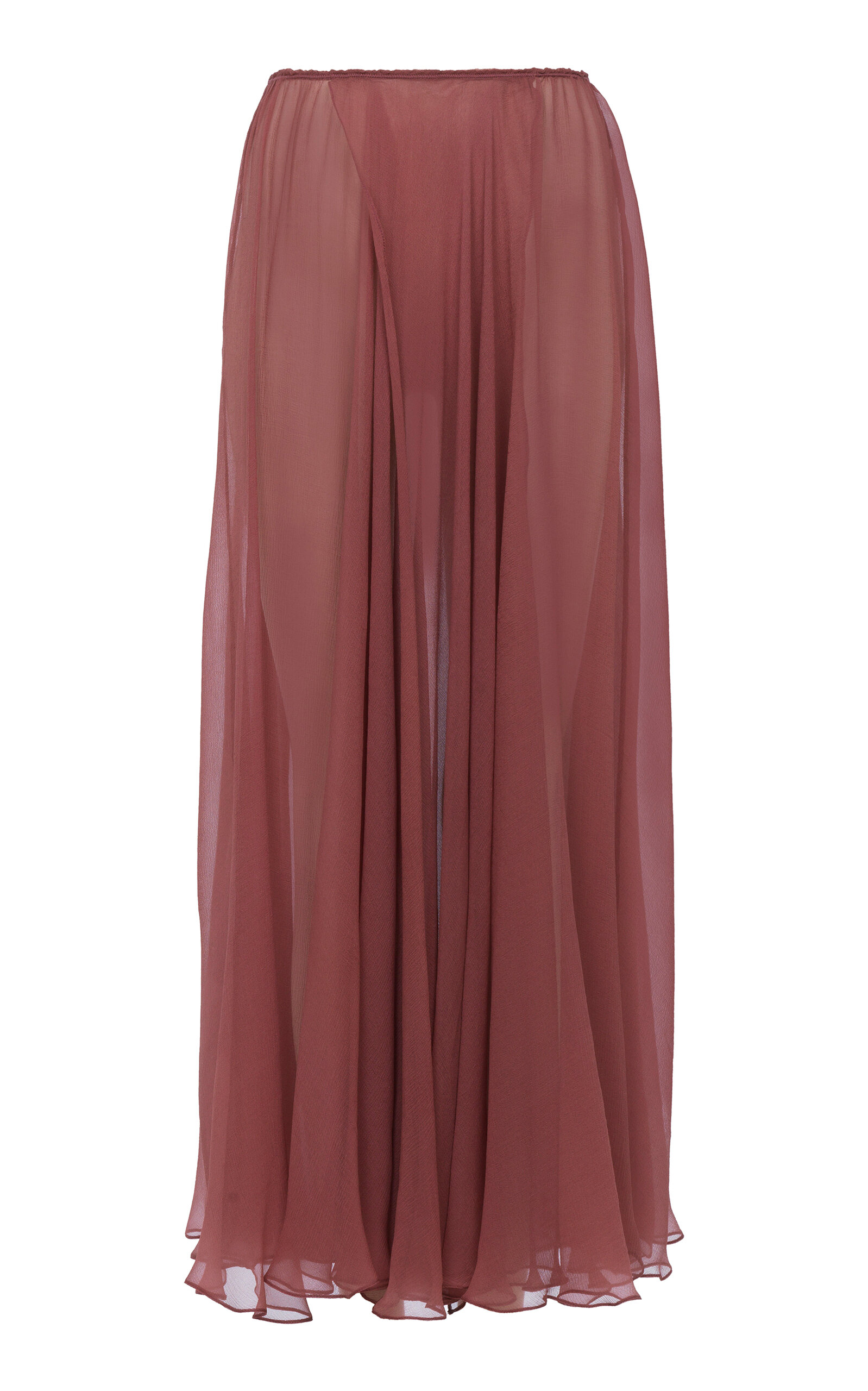 Shop Chloé Sheer Organic Silk Mousseline Maxi Skirt In Pink