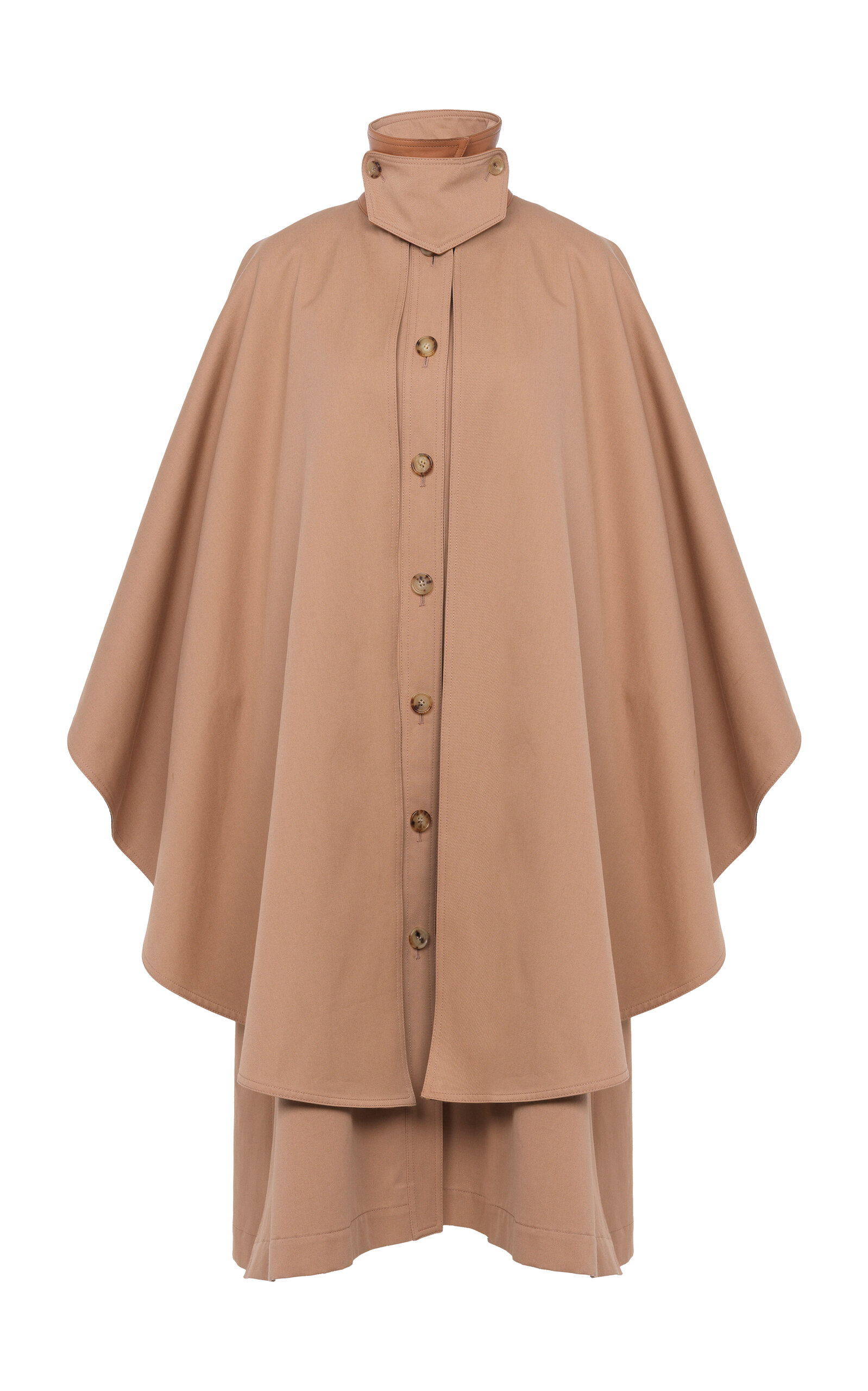 Chloé Wrapped Cotton Gabardine Cape Coat In Tan