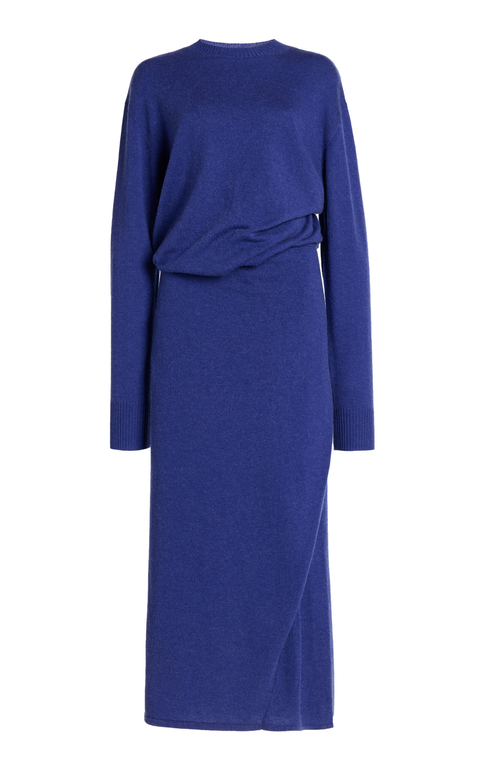 Christopher Esber Fasten Draped Wool-cashmere Maxi Dress In Blue