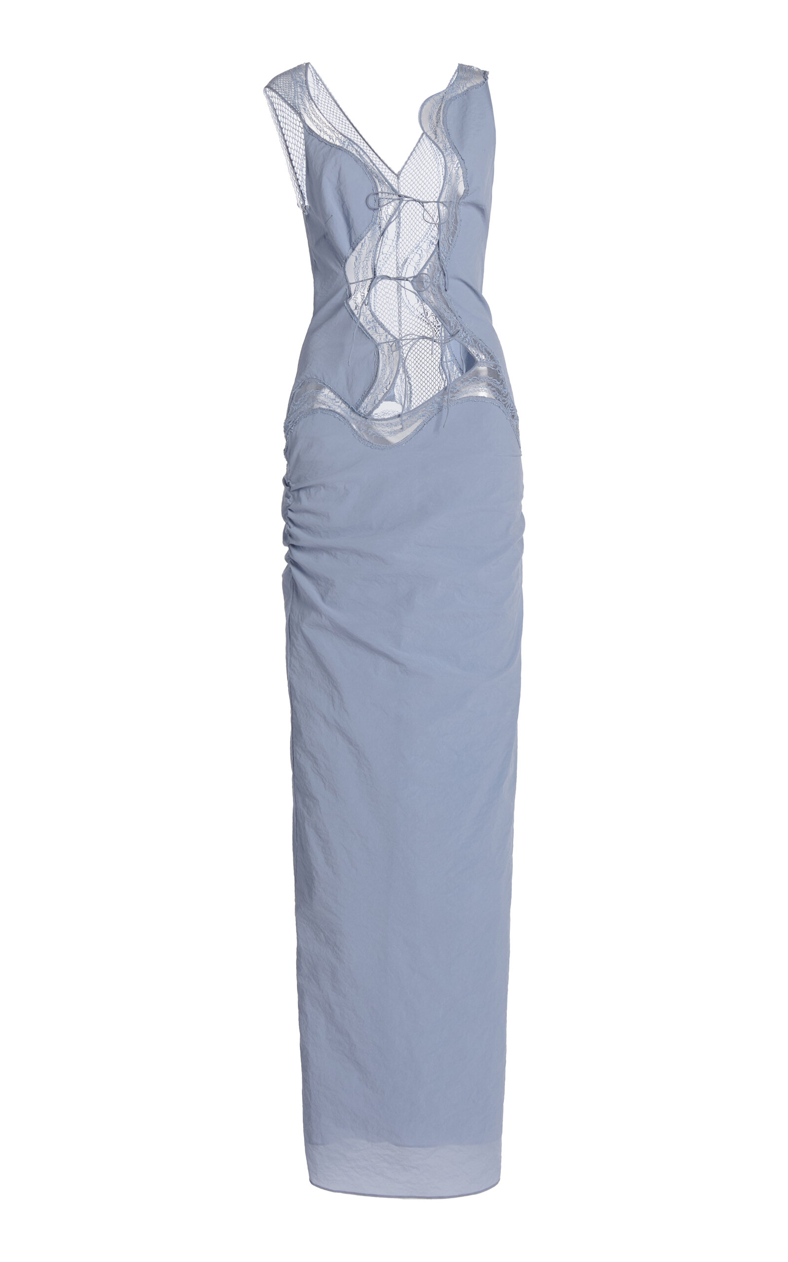 Christopher Esber Vellum Lace Crepe Maxi Dress In Light Blue