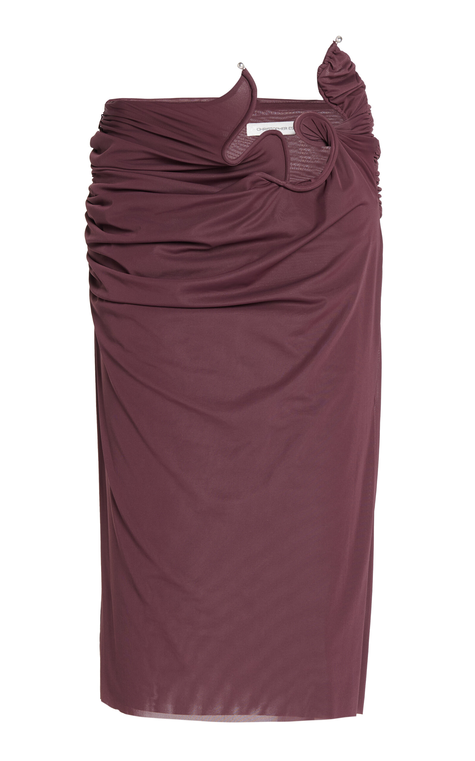 Christopher Esber Venus Asymmetric Midi Skirt In Brown