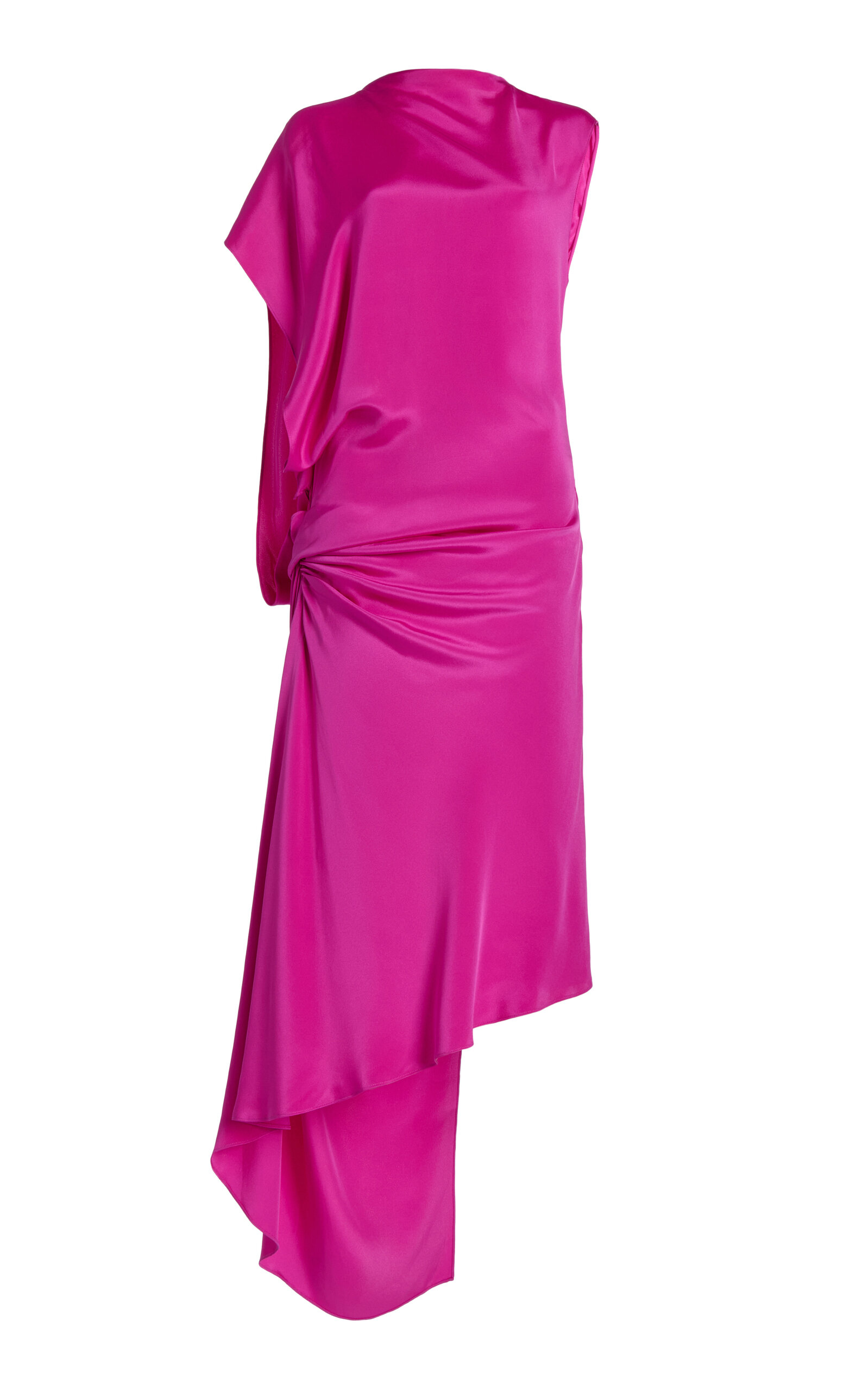 Christopher Esber Cusco Draped Silk Midi Dress In Pink