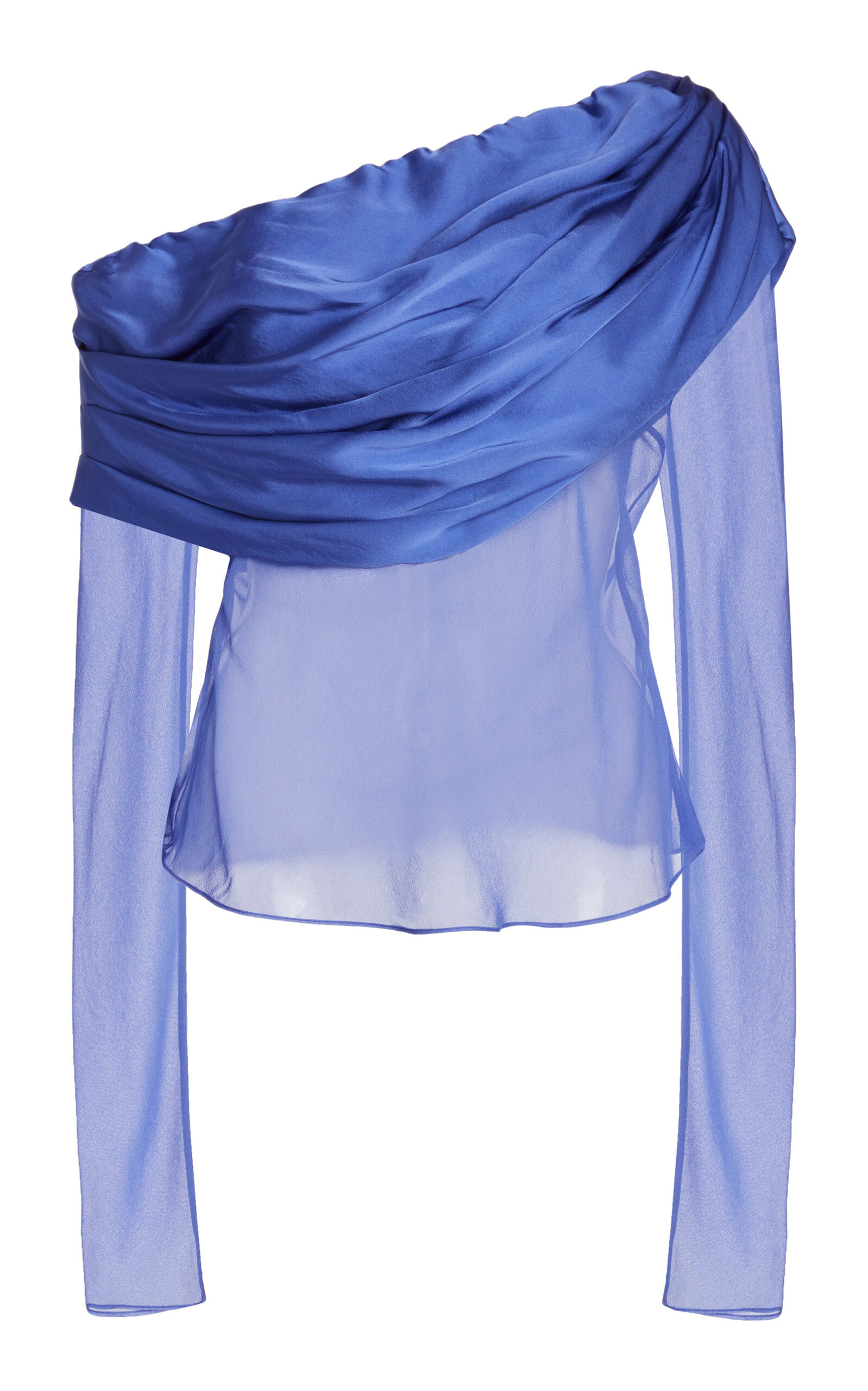 Christopher Esber Draped Silk Top In Blue