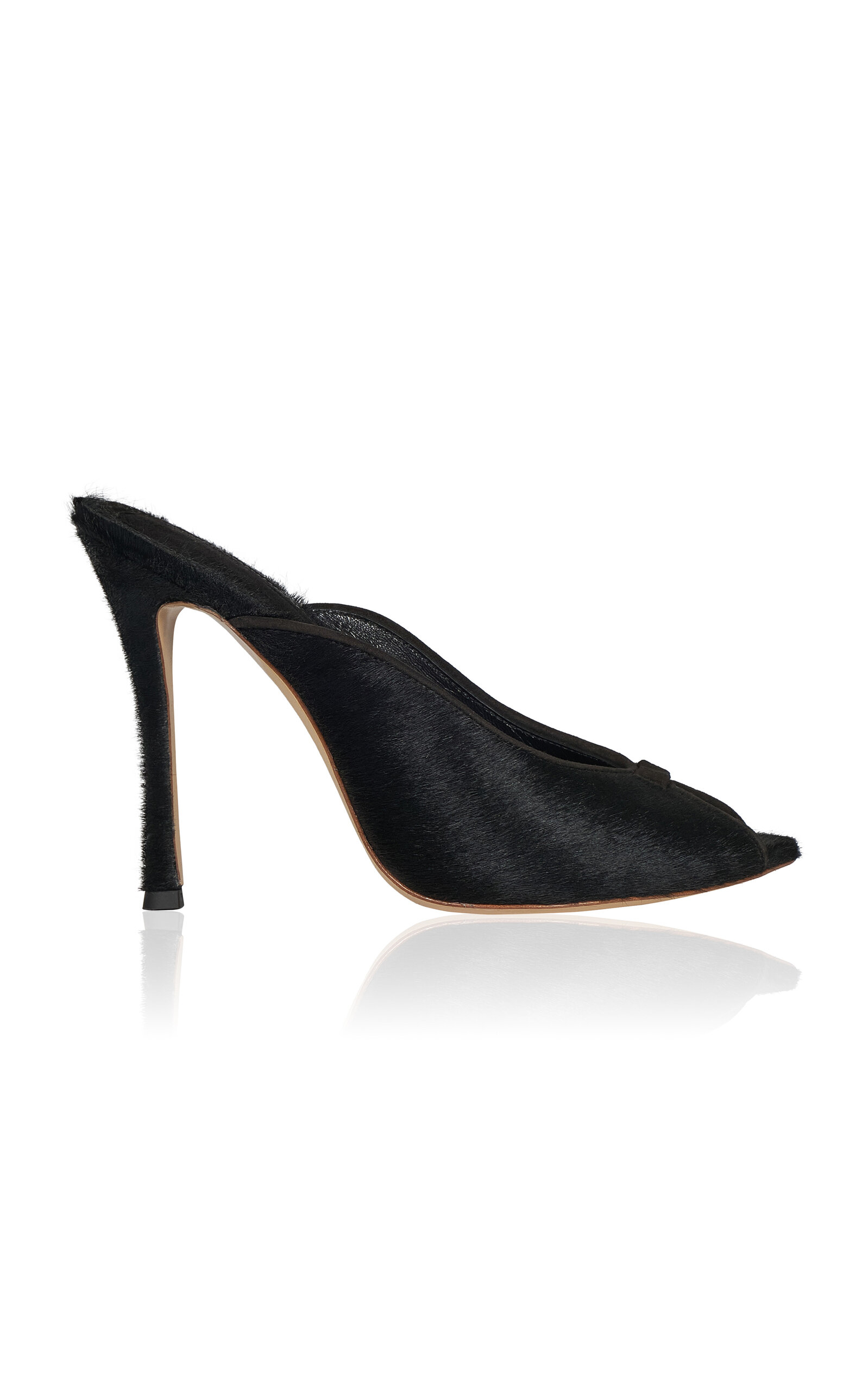 Johanna Ortiz Romanticism Style Pony Hair Leather Mules In Black