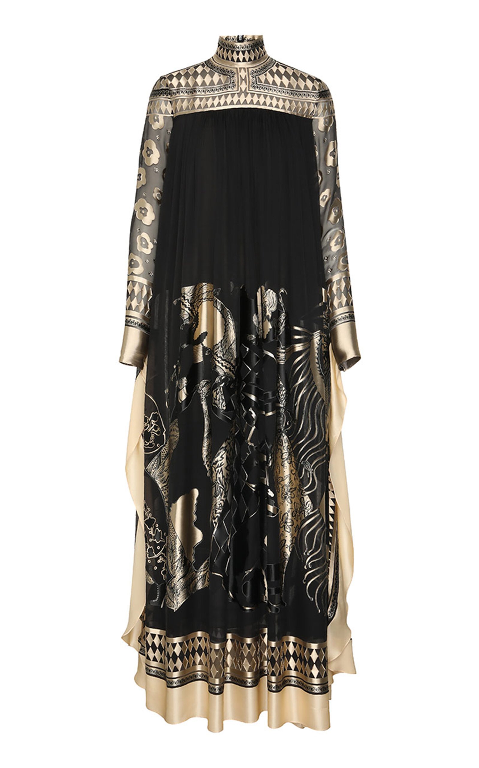 Shop Zimmermann Illustration Otto Metallic Silk-blend Jacquard Gown In Black