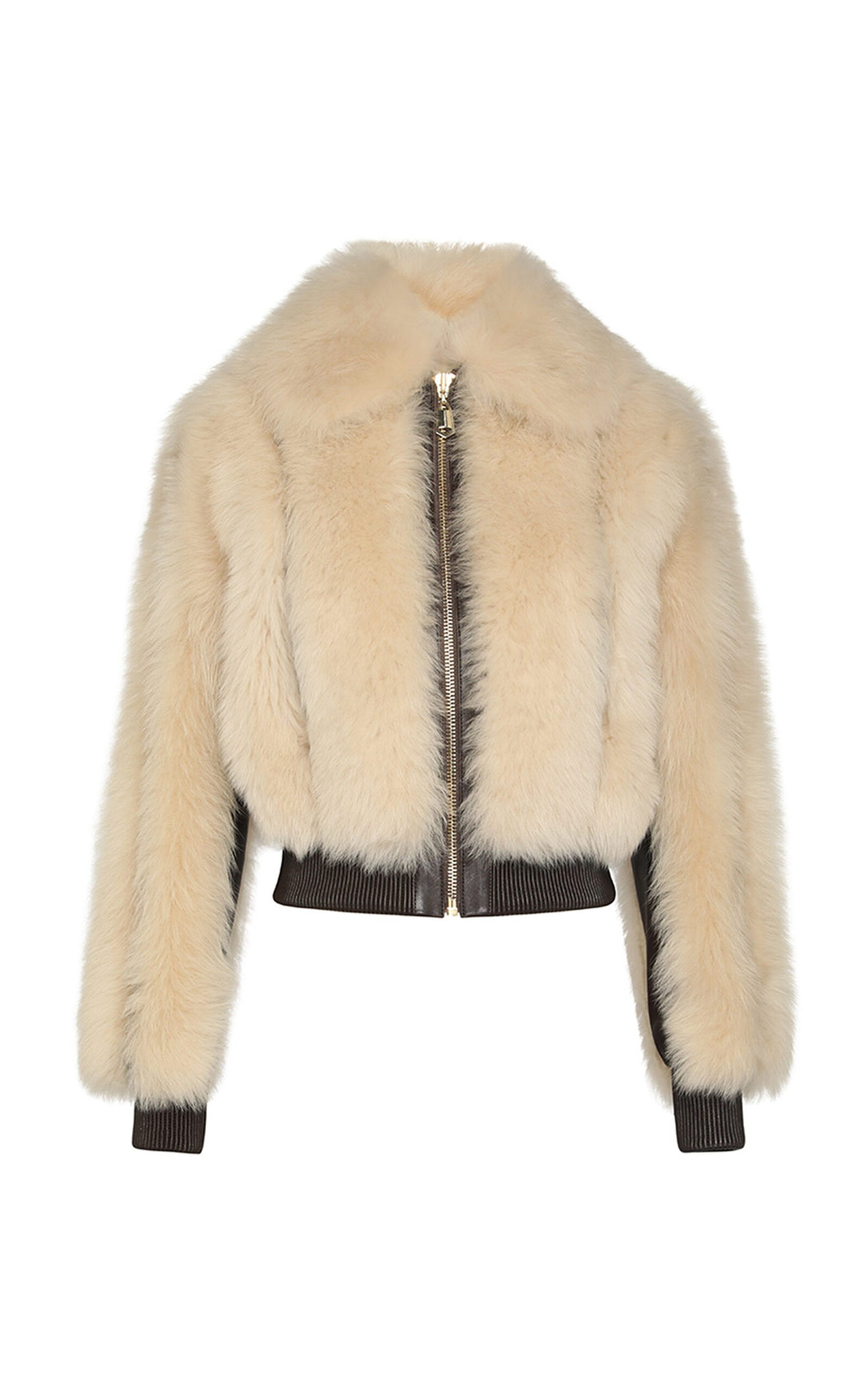 Shop Zimmermann Illustration Shearling Fur Jacket In Off-white