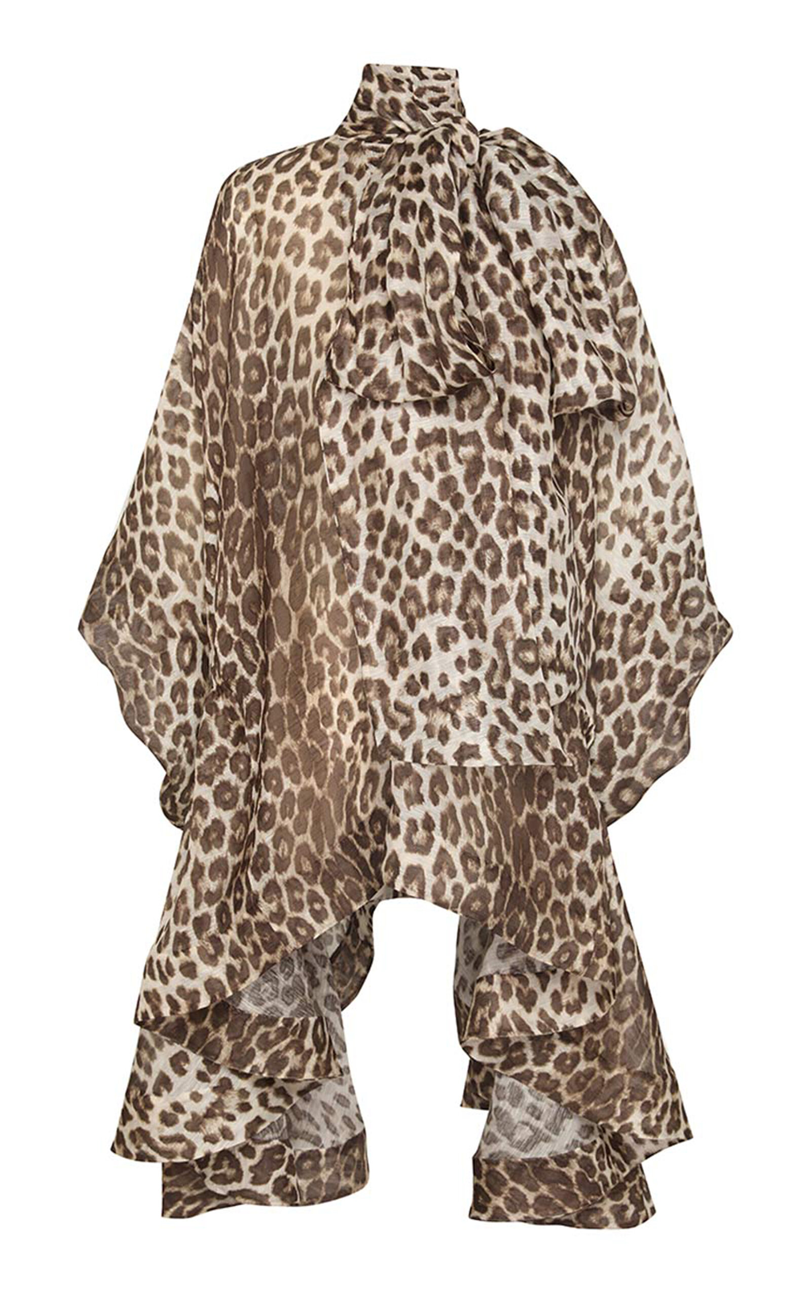 Zimmermann Illustration Billow Leopard-printed Linen-silk Chiffon Mini Dress