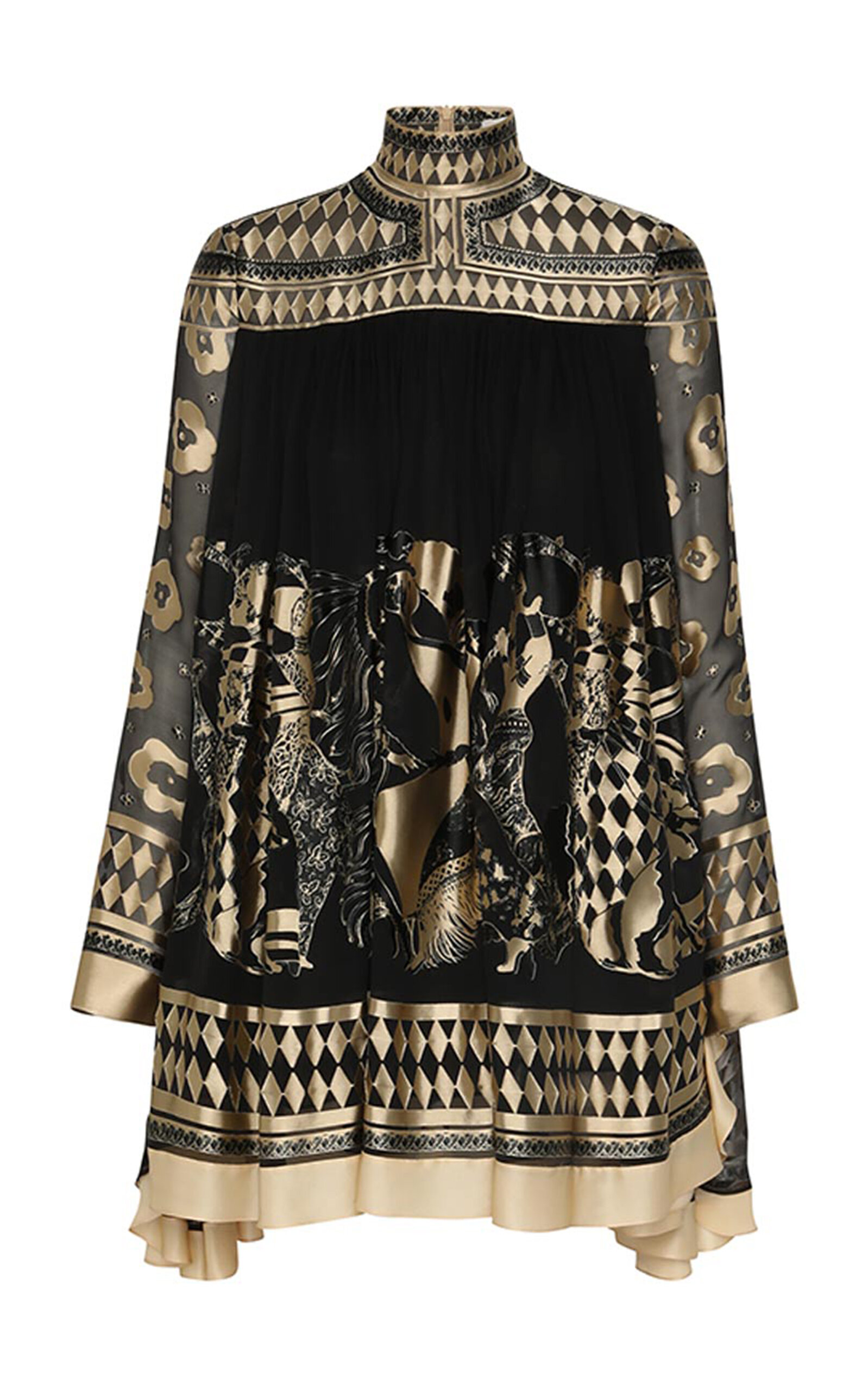 Zimmermann Illustration Otto Metallic Silk-blend Jacquard Mini Dress In Black