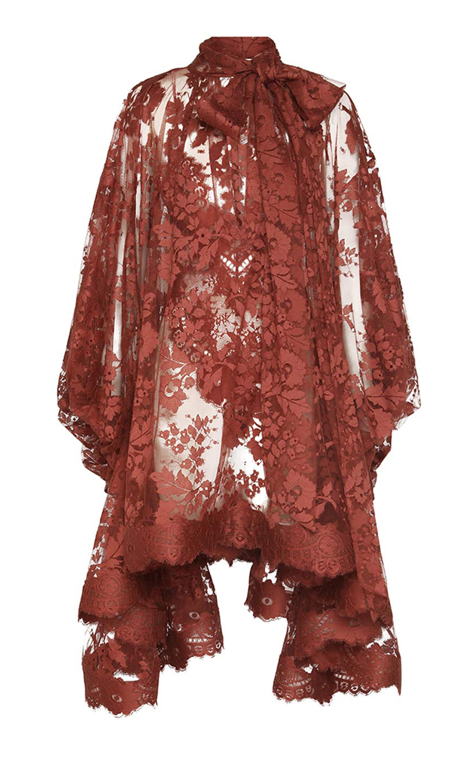 Zimmermann Illustration Lace Midi Dress In Red