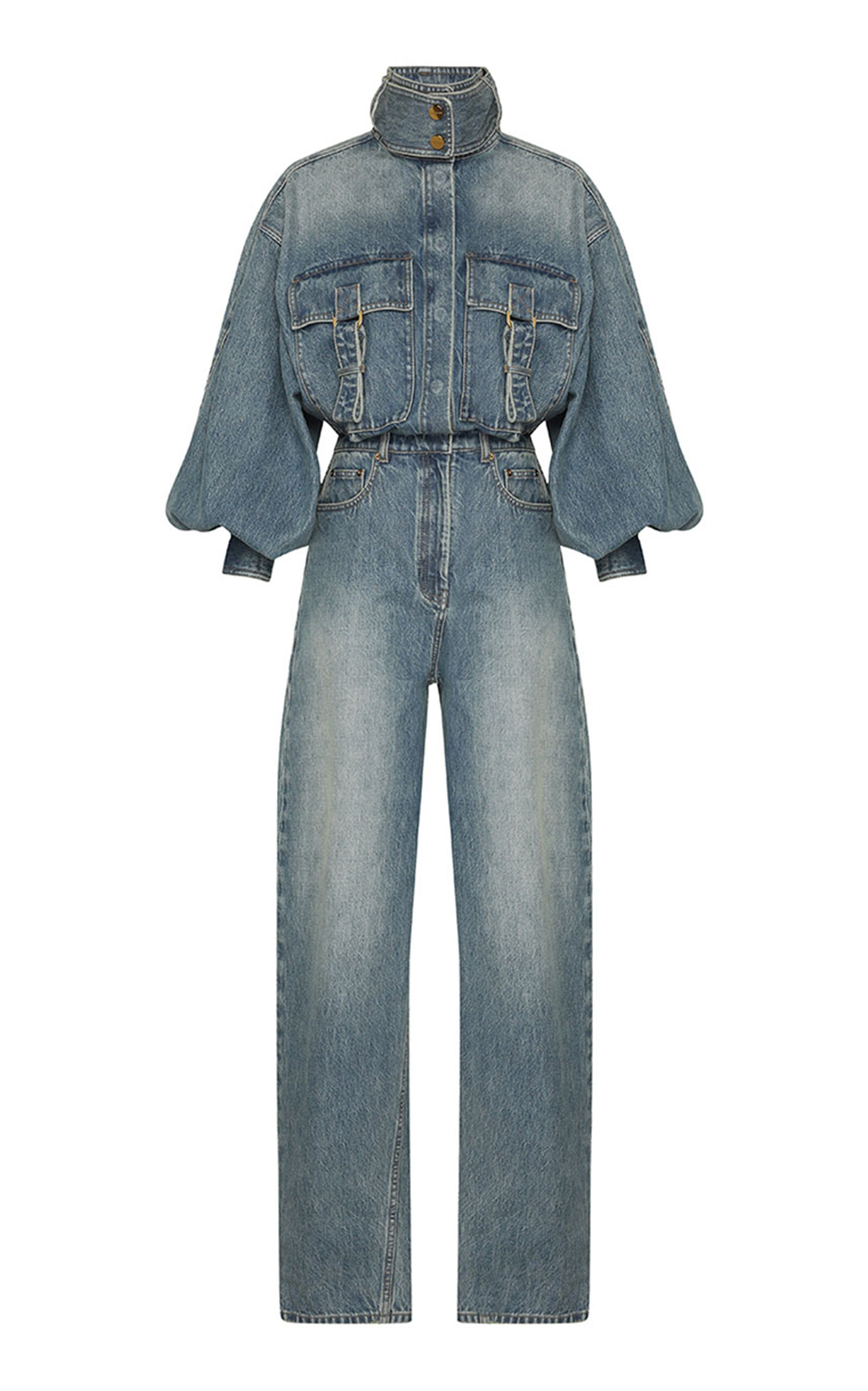 Shop Zimmermann Illustration Denim Boilersuit In Blue